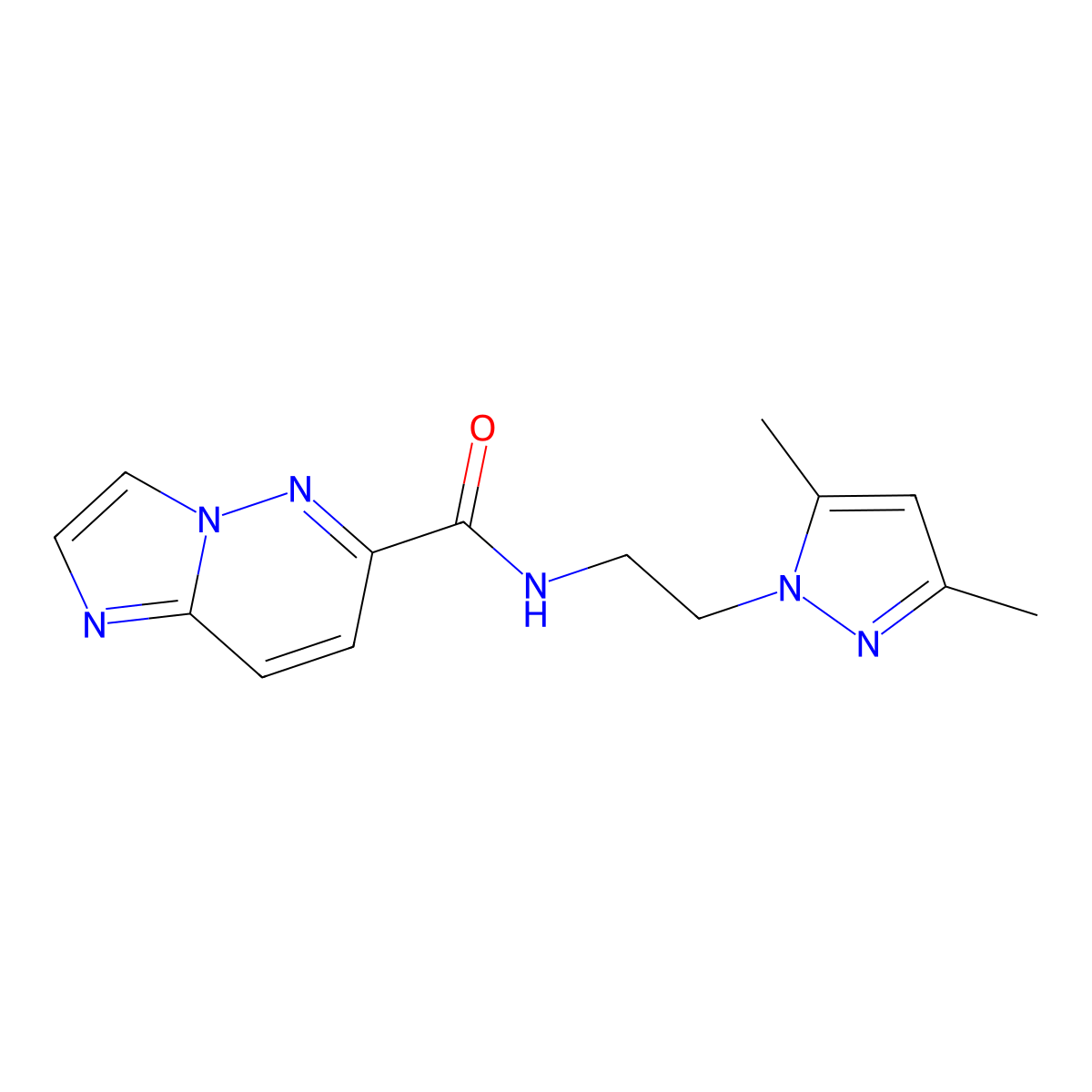 N-[2-(3,5-dimethyl-1H-pyrazol-1-yl)ethyl]imidazo[1,2-b]pyridazine-6-carboxamide molecular structure, CAS 2415586-86-4