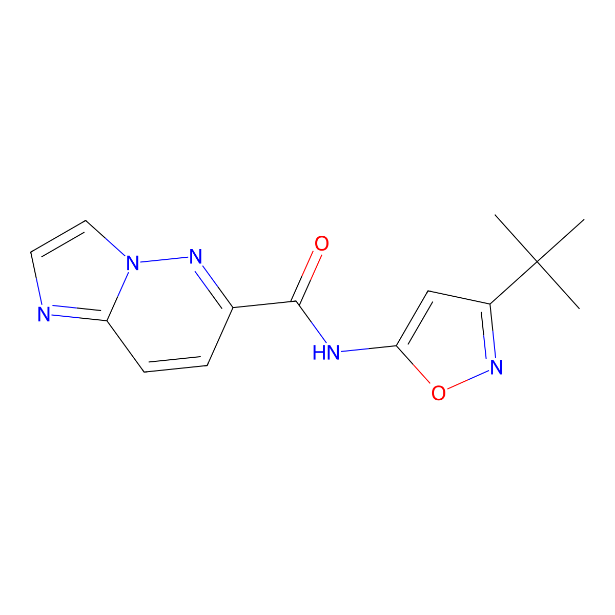 N-(3-tert-butyl-1,2-oxazol-5-yl)imidazo[1,2-b]pyridazine-6-carboxamide molecular structure, CAS 2415586-89-7