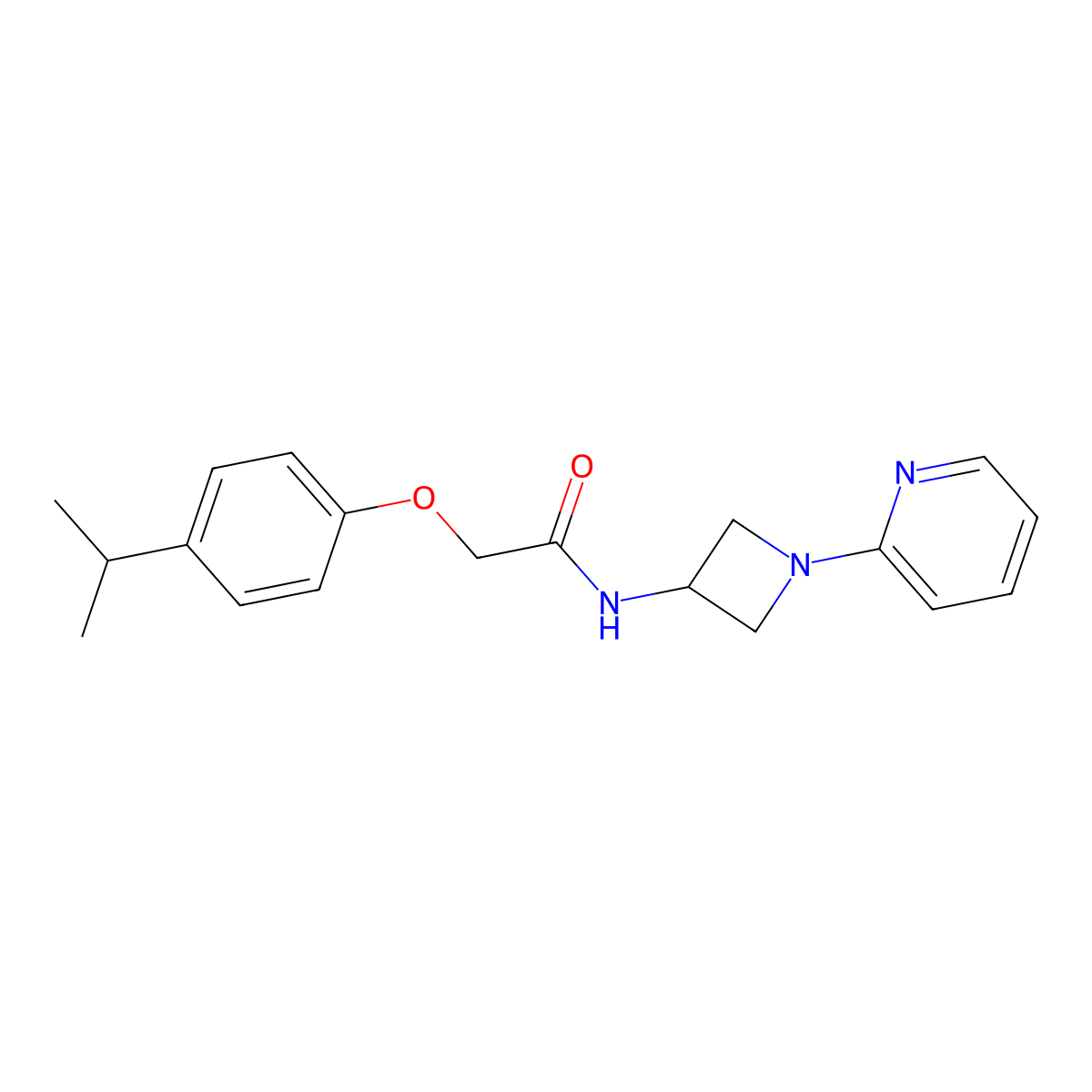 2-[4-(propan-2-yl)phenoxy]-N-[1-(pyridin-2-yl)azetidin-3-yl]acetamide molecular structure, CAS 2415586-93-3