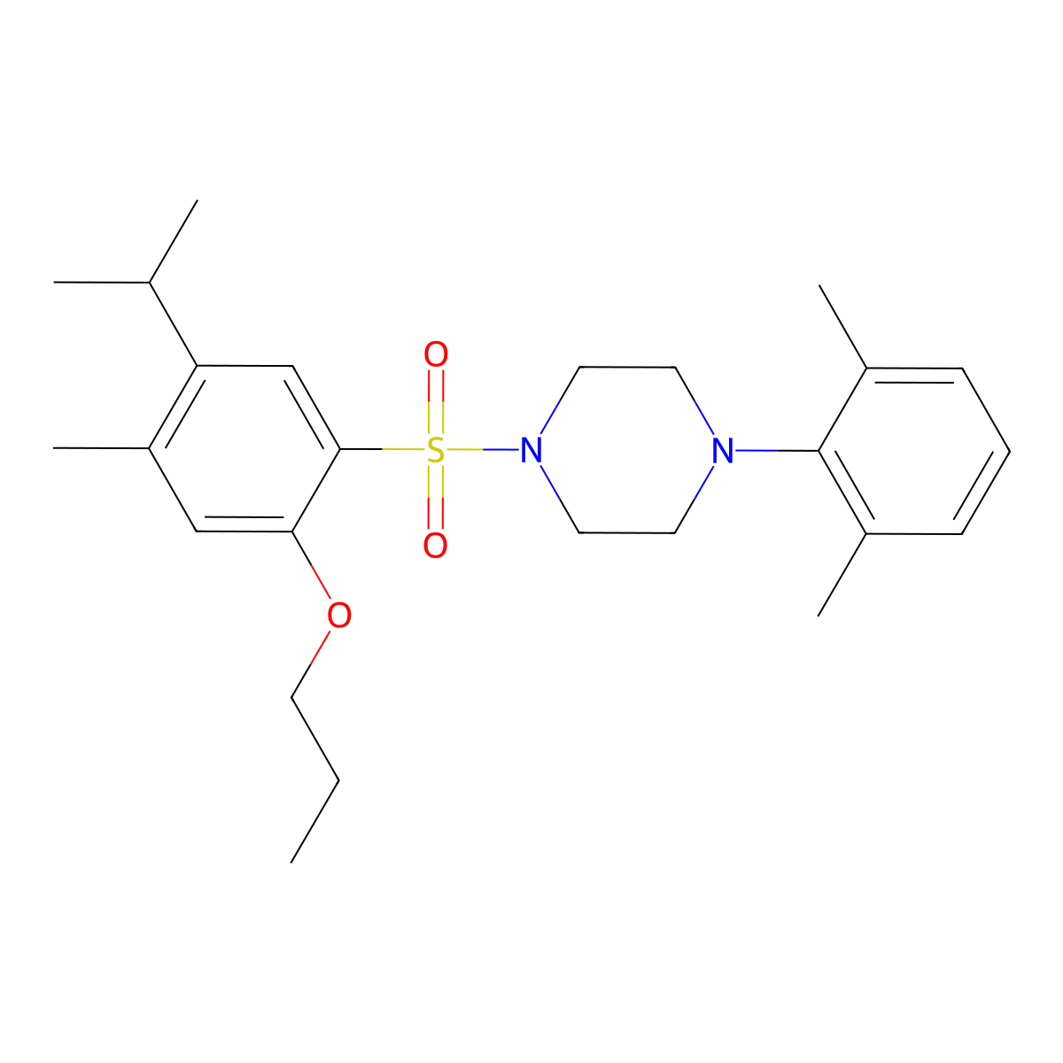 1-(2,6-Dimethylphenyl)-4-[4-methyl-5-(propan-2-yl)-2-propoxybenzenesulfonyl]piperazine molecular structure, CAS 2415586-94-4