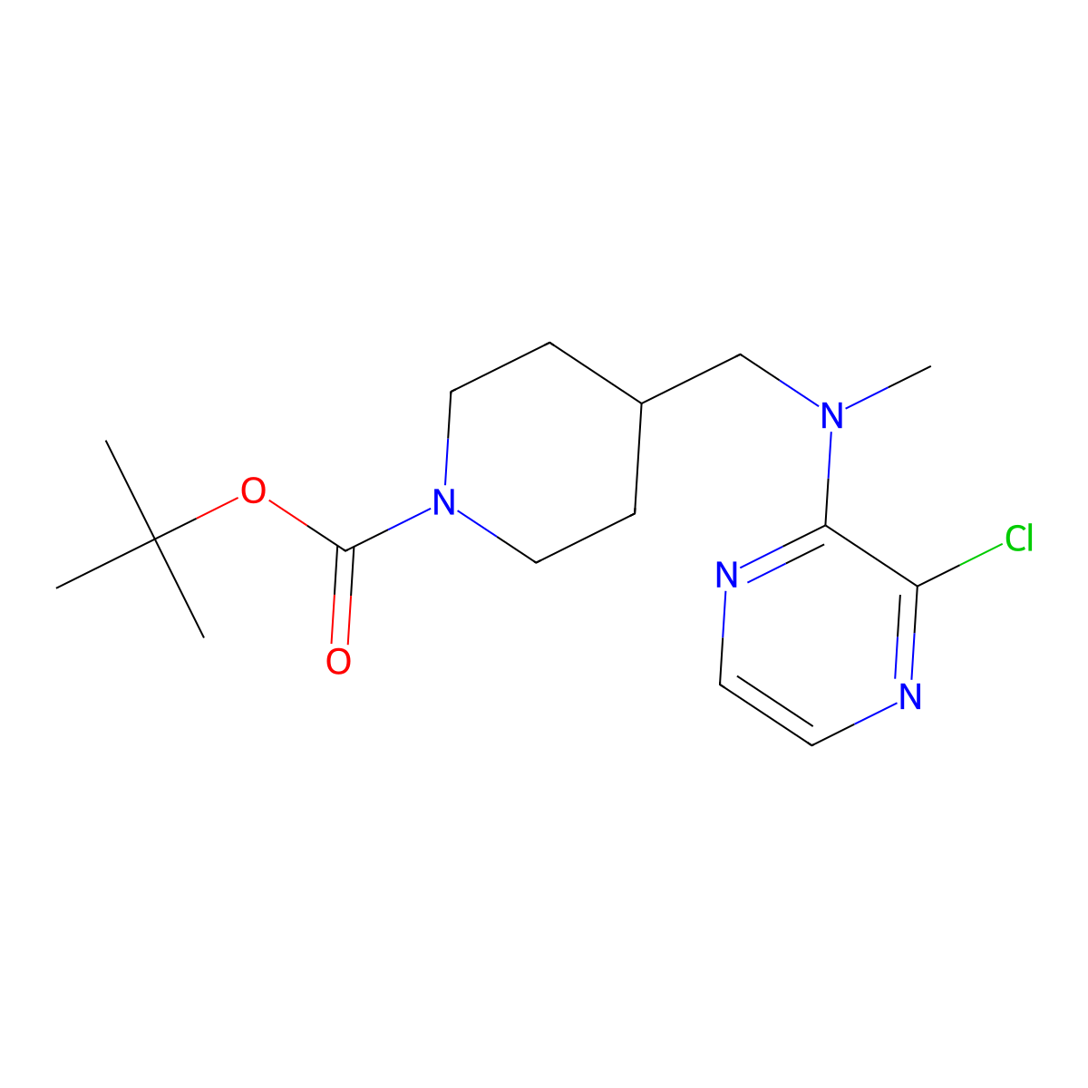 Tert-butyl 4-{[(3-chloropyrazin-2-yl)(methyl)amino]methyl}piperidine-1-carboxylate molecular structure, CAS 2415586-95-5