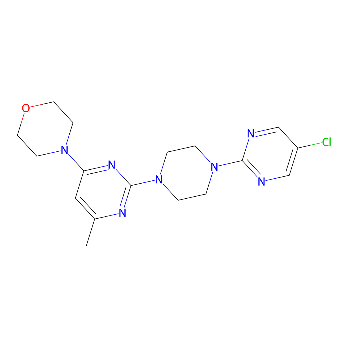 4-{2-[4-(5-Chloropyrimidin-2-yl)piperazin-1-yl]-6-methylpyrimidin-4-yl}morpholine molecular structure, CAS 2415586-99-9