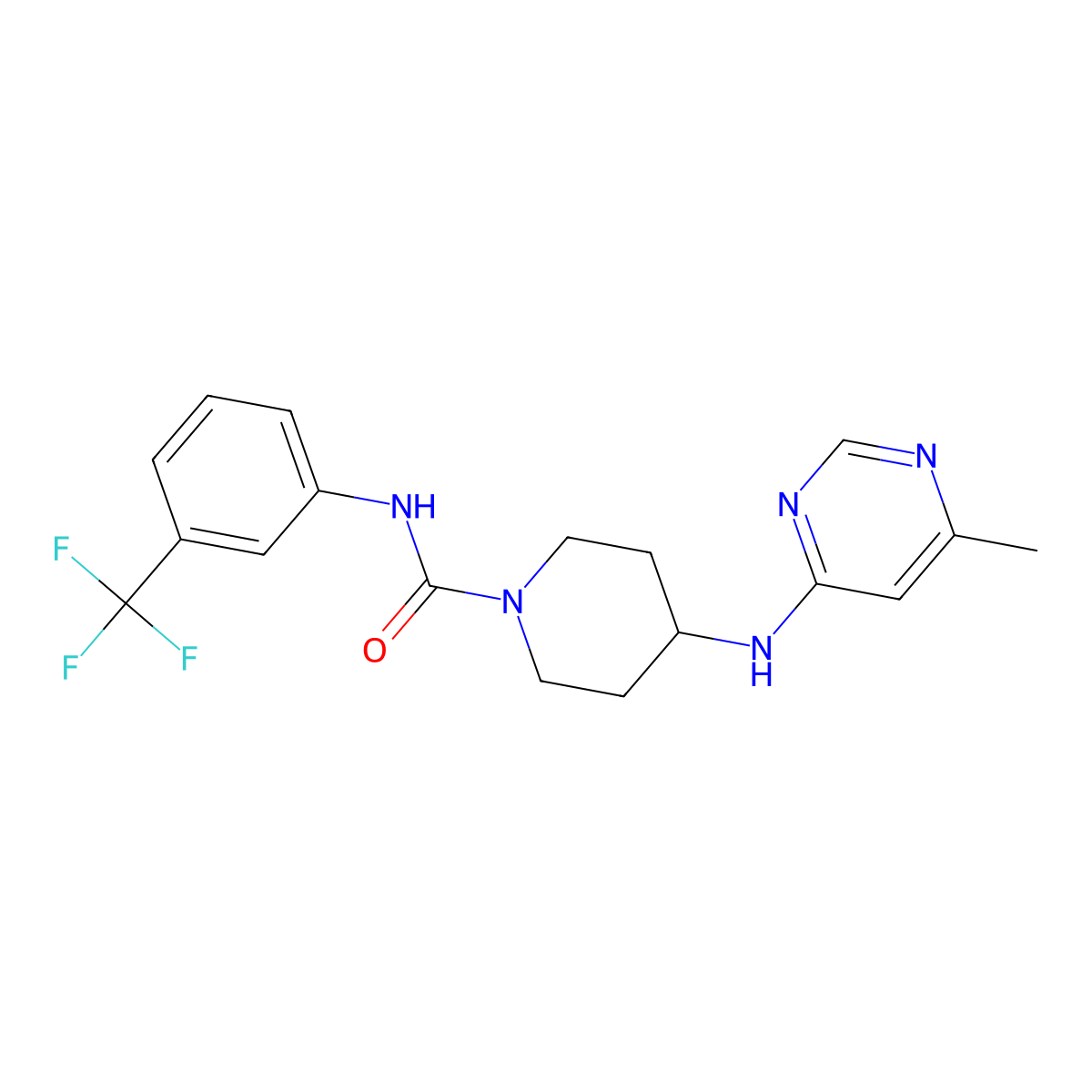 4-[(6-Methylpyrimidin-4-yl)amino]-N-[3-(trifluoromethyl)phenyl]piperidine-1-carboxamide molecular structure, CAS 2415587-04-9