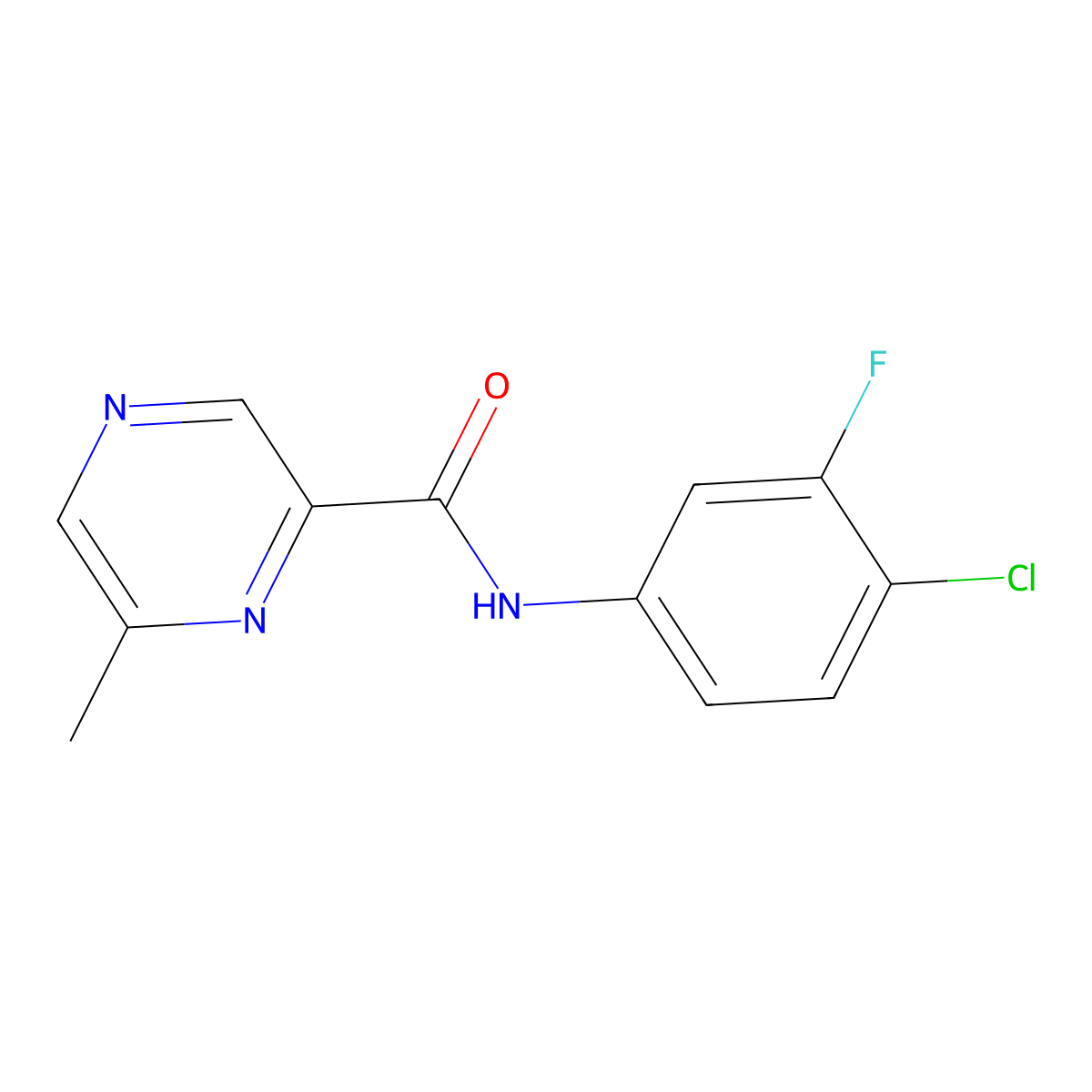 N-(4-Chloro-3-fluorophenyl)-6-methylpyrazine-2-carboxamide molecular structure, CAS 2415587-08-3