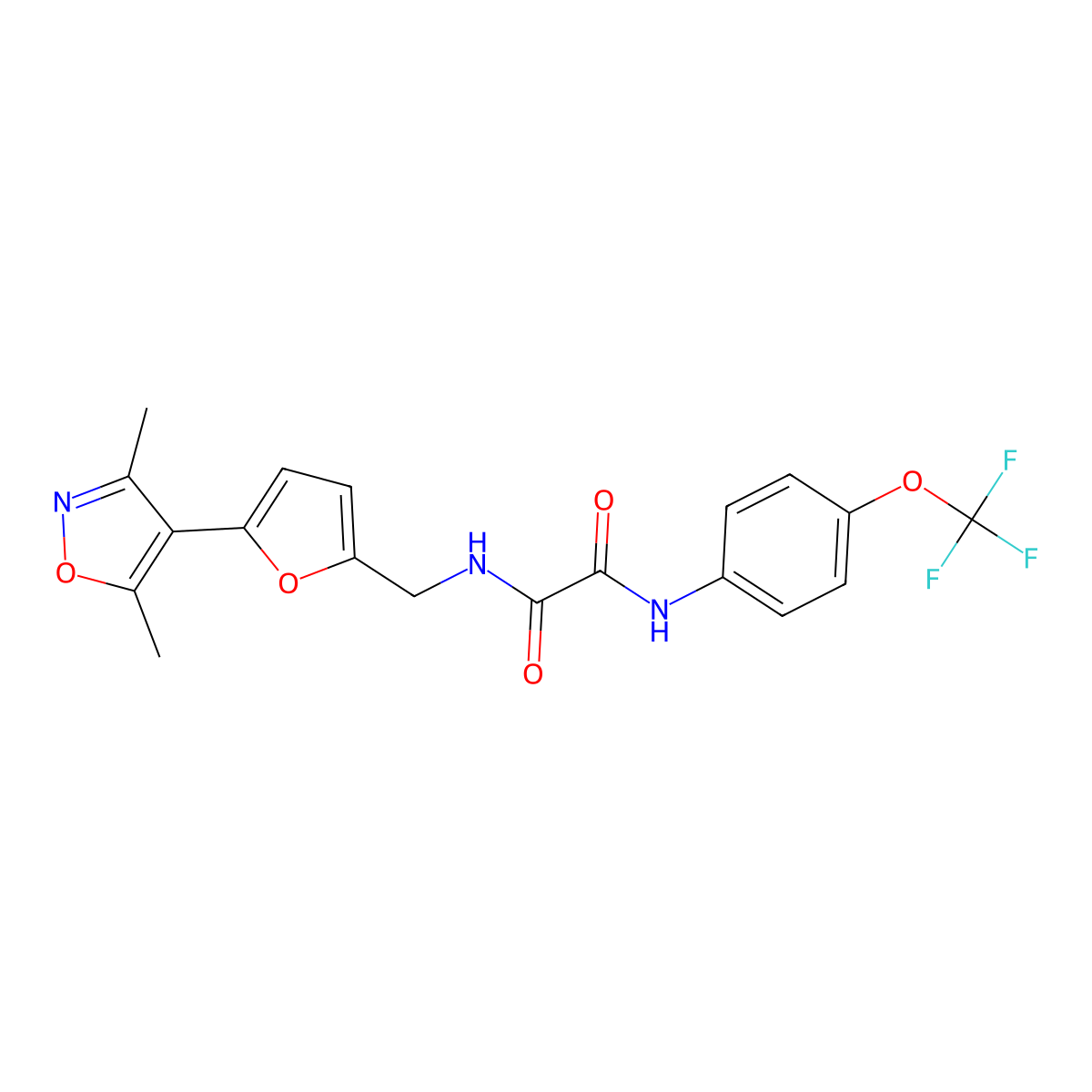 N-{[5-(3,5-dimethyl-1,2-oxazol-4-yl)furan-2-yl]methyl}-N'-[4-(trifluoromethoxy)phenyl]ethanediamide molecular structure, CAS 2415587-10-7