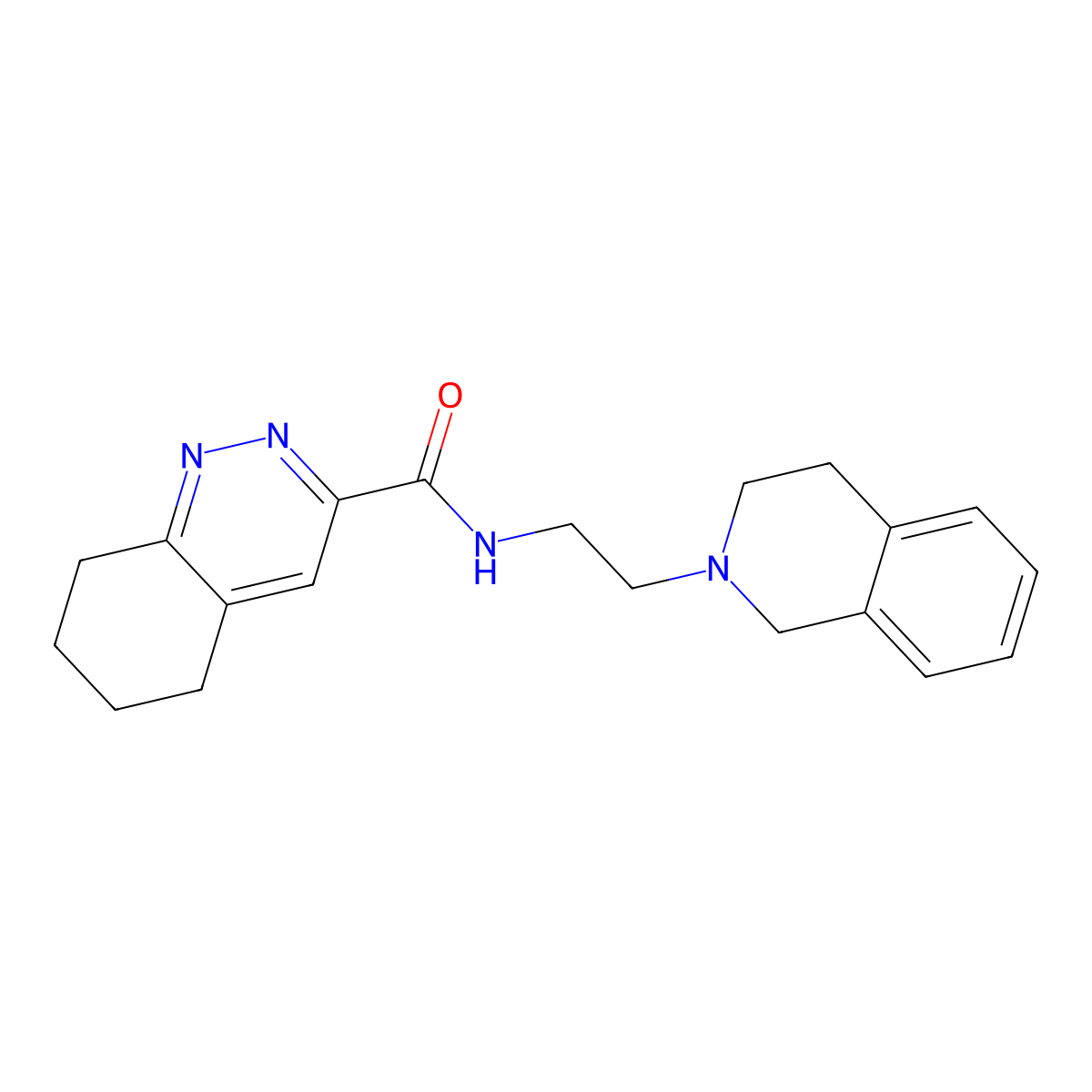N-[2-(1,2,3,4-tetrahydroisoquinolin-2-yl)ethyl]-5,6,7,8-tetrahydrocinnoline-3-carboxamide molecular structure, CAS 2415587-15-2