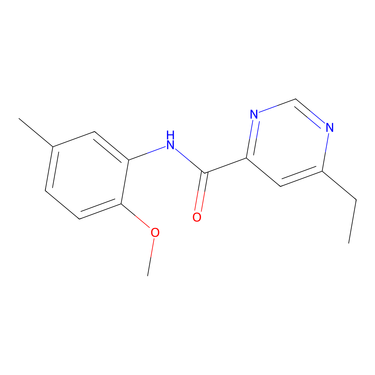 6-ethyl-N-(2-methoxy-5-methylphenyl)pyrimidine-4-carboxamide molecular structure, CAS 2415598-93-3