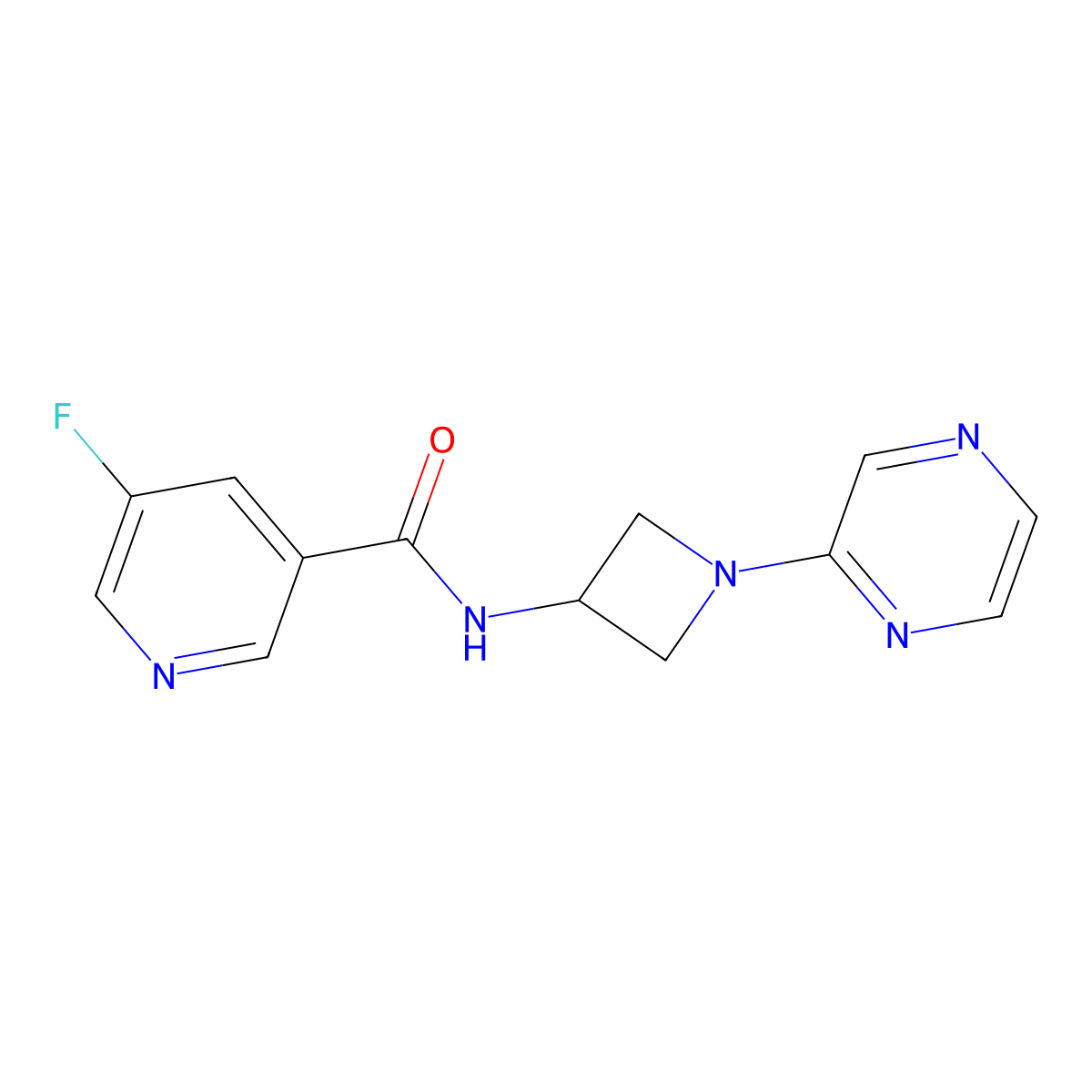 5-fluoro-N-[1-(pyrazin-2-yl)azetidin-3-yl]pyridine-3-carboxamide molecular structure, CAS 2415599-05-0