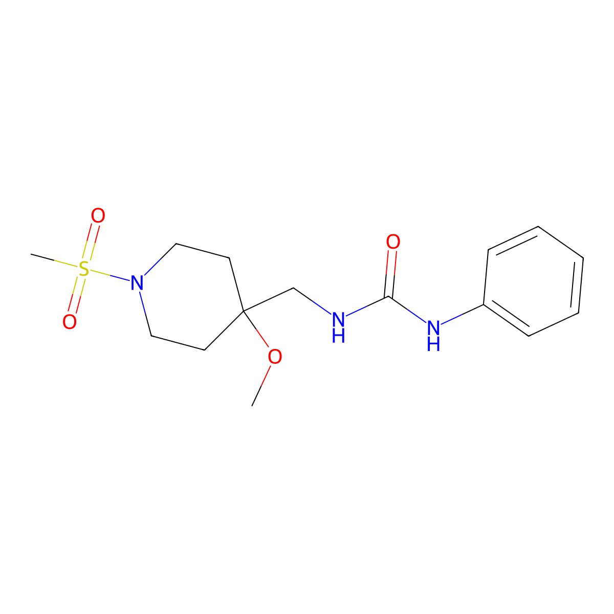 3-[(1-Methanesulfonyl-4-methoxypiperidin-4-yl)methyl]-1-phenylurea molecular structure, CAS 2415599-08-3