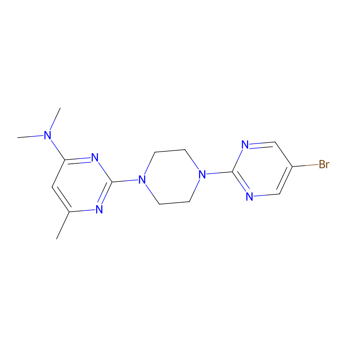 2-[4-(5-bromopyrimidin-2-yl)piperazin-1-yl]-N,N,6-trimethylpyrimidin-4-amine molecular structure, CAS 2415599-13-0