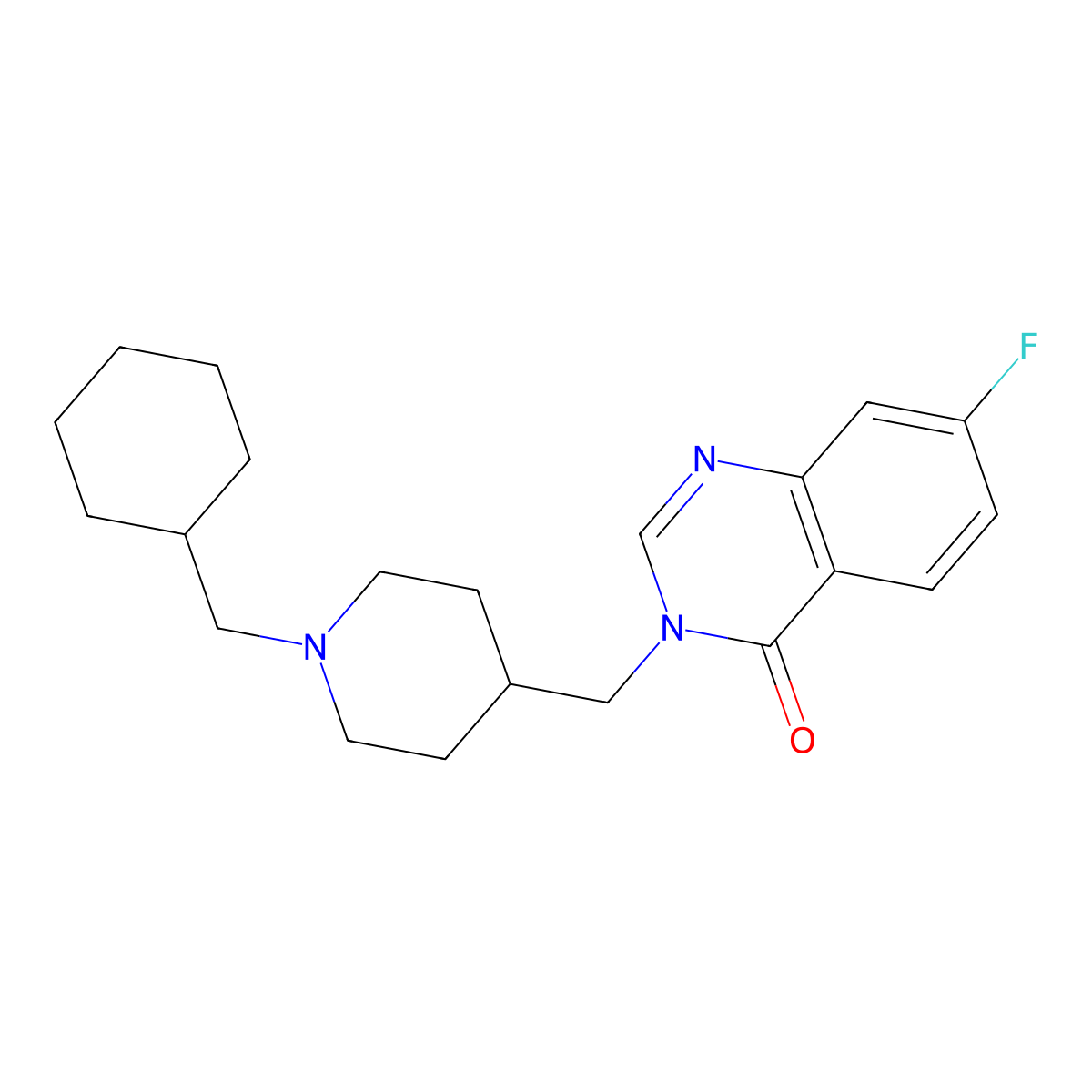 3-{[1-(Cyclohexylmethyl)piperidin-4-yl]methyl}-7-fluoro-3,4-dihydroquinazolin-4-one molecular structure, CAS 2415599-25-4