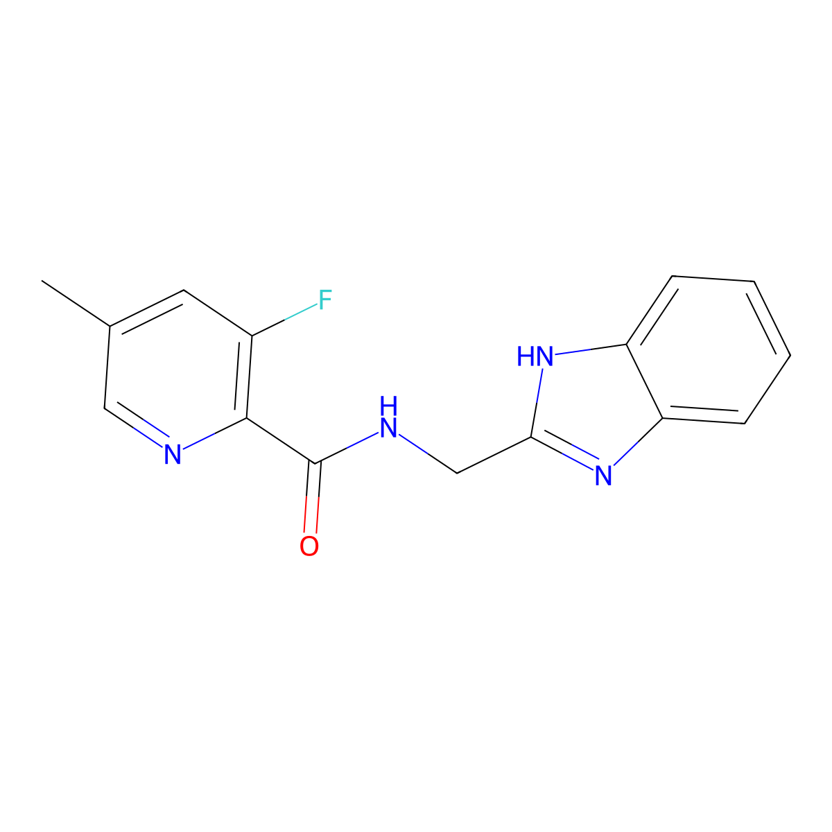 N-[(1H-1,3-benzodiazol-2-yl)methyl]-3-fluoro-5-methylpyridine-2-carboxamide molecular structure, CAS 2415599-42-5