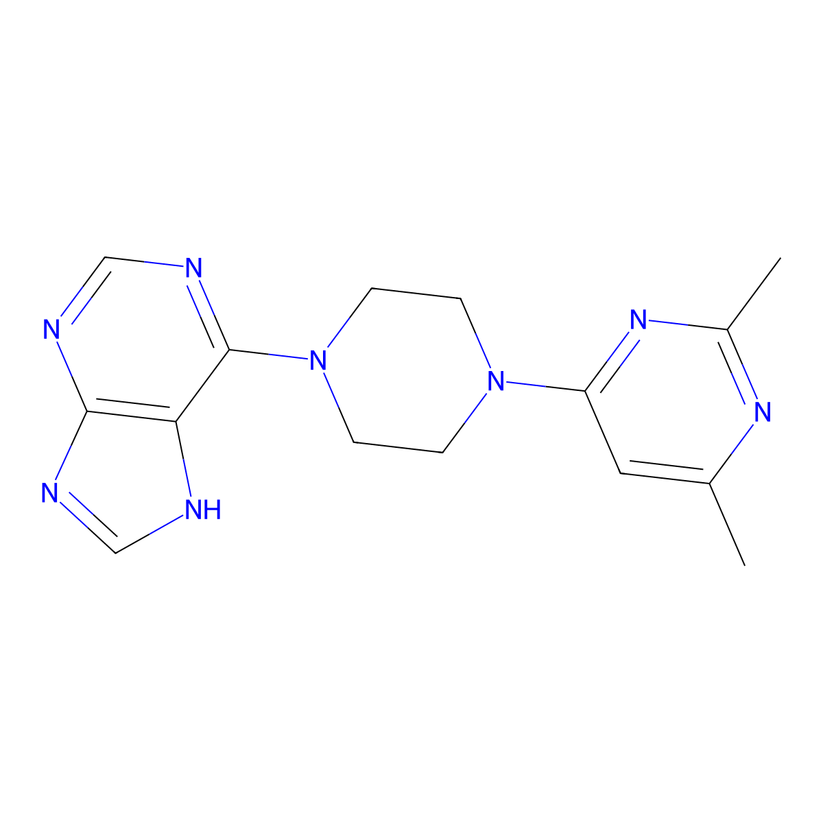 6-[4-(2,6-dimethylpyrimidin-4-yl)piperazin-1-yl]-9H-purine molecular structure, CAS 2415599-45-8