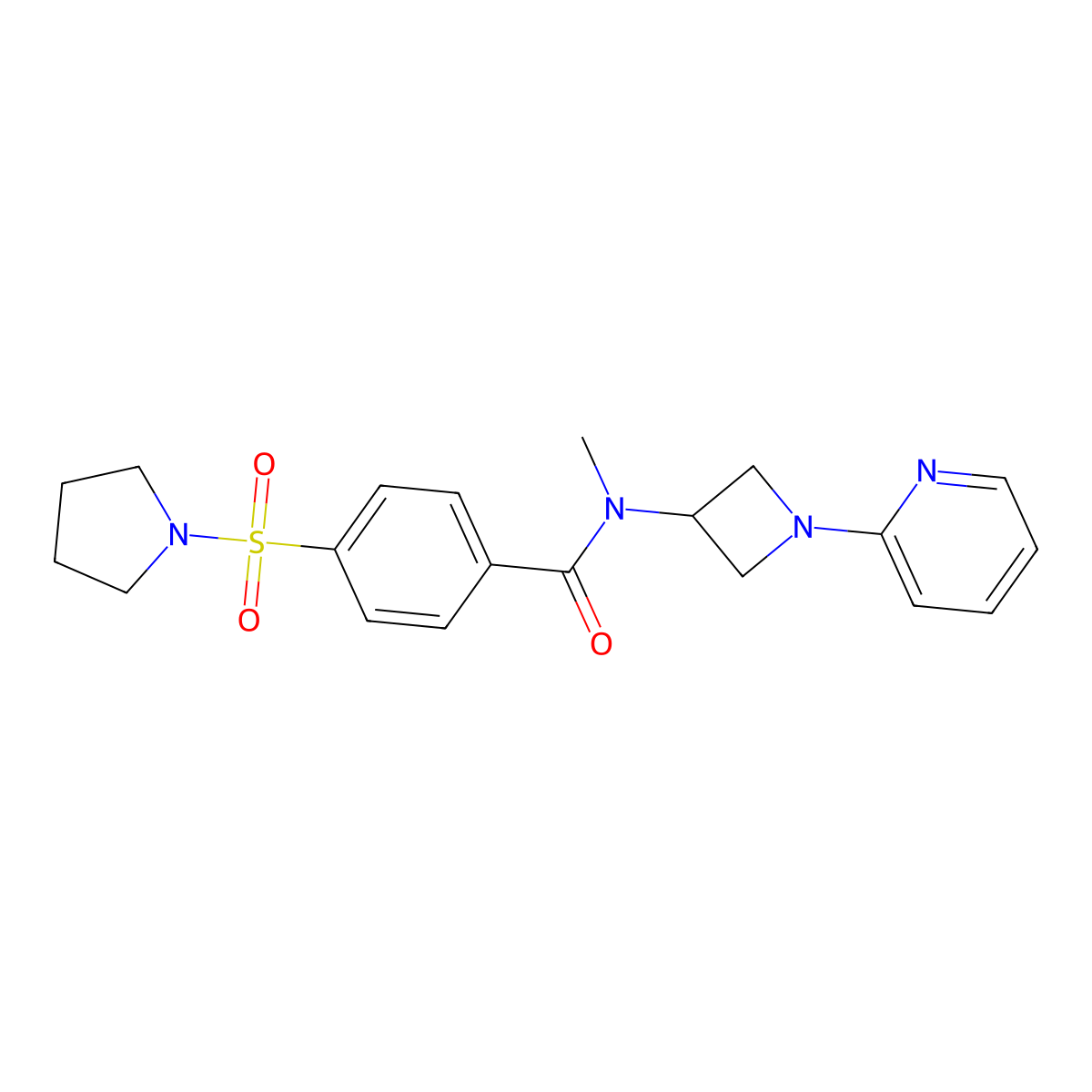N-methyl-N-[1-(pyridin-2-yl)azetidin-3-yl]-4-(pyrrolidine-1-sulfonyl)benzamide molecular structure, CAS 2415599-52-7