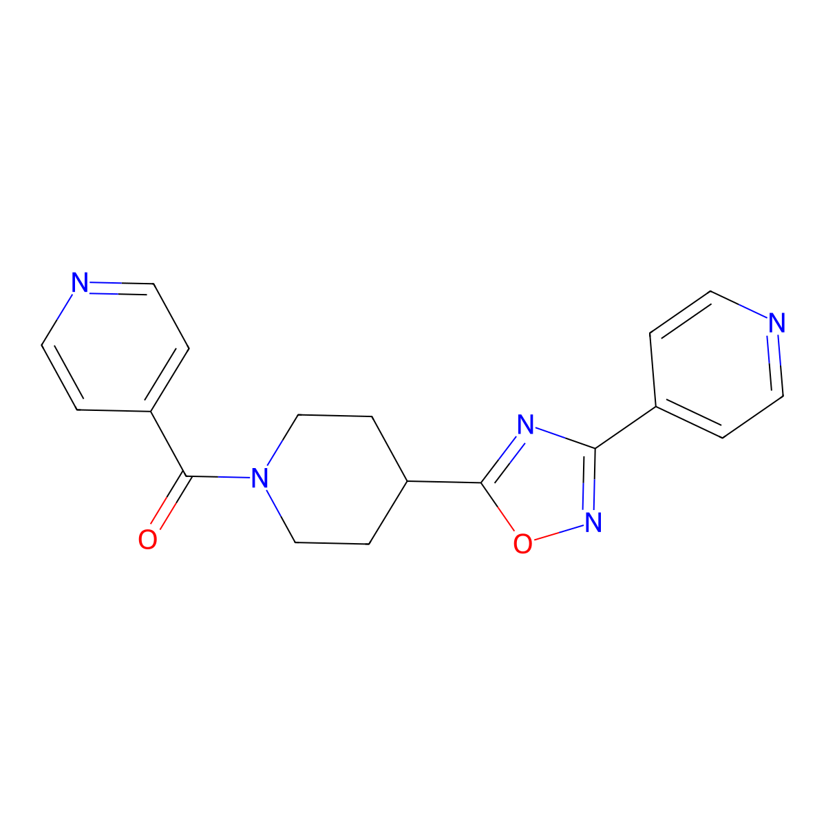 4-{5-[1-(Pyridine-4-carbonyl)piperidin-4-yl]-1,2,4-oxadiazol-3-yl}pyridine molecular structure, CAS 2415599-54-9