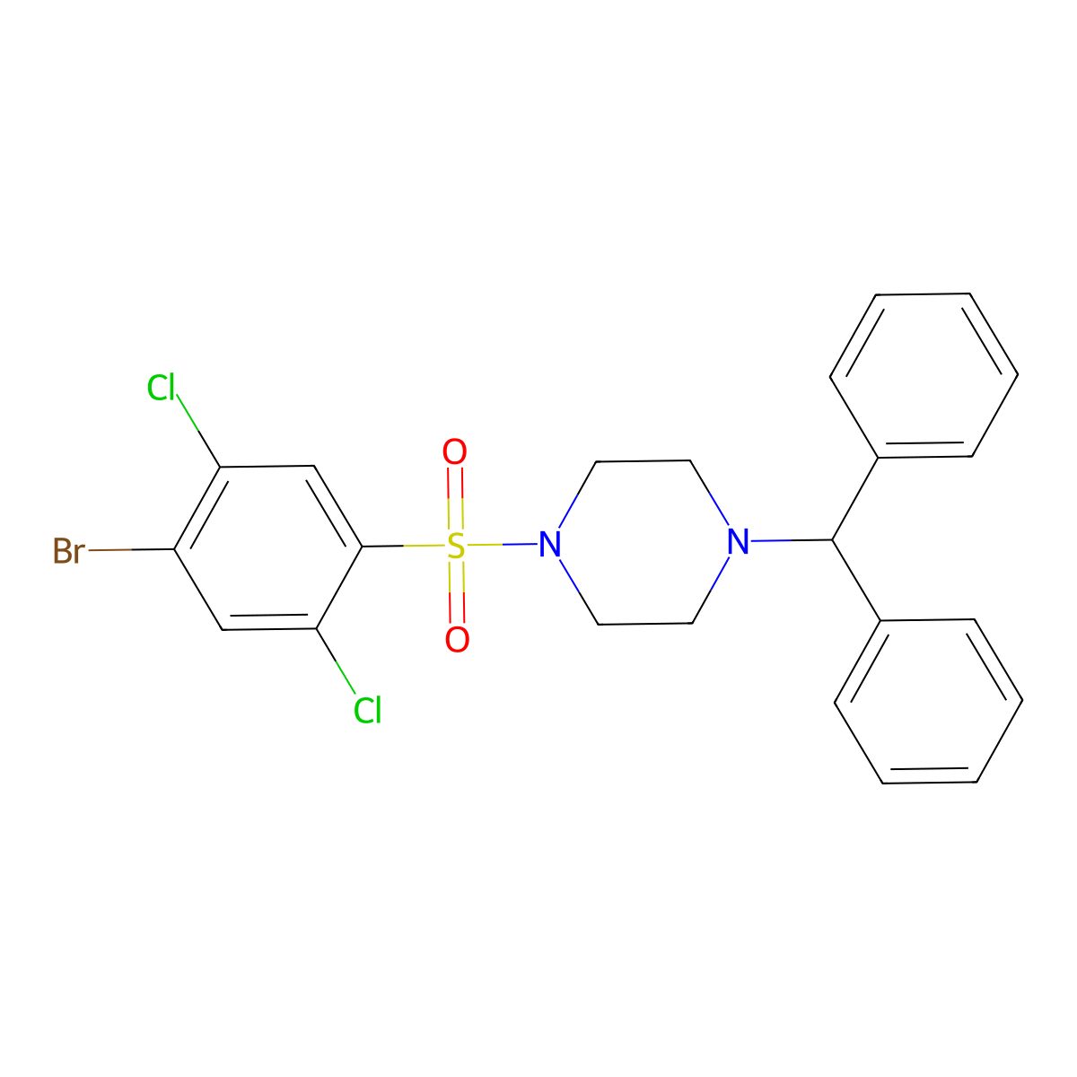 1-(4-Bromo-2,5-dichlorobenzenesulfonyl)-4-(diphenylmethyl)piperazine molecular structure, CAS 2415599-57-2