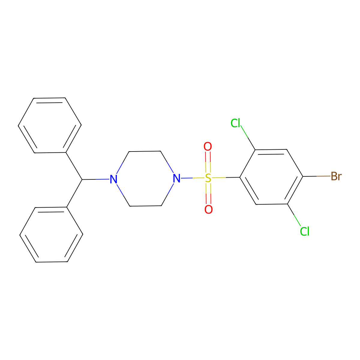 1-(4-Bromo-2,5-dichlorobenzenesulfonyl)-4-(diphenylmethyl)piperazine molecular structure, CAS 2415599-57-2