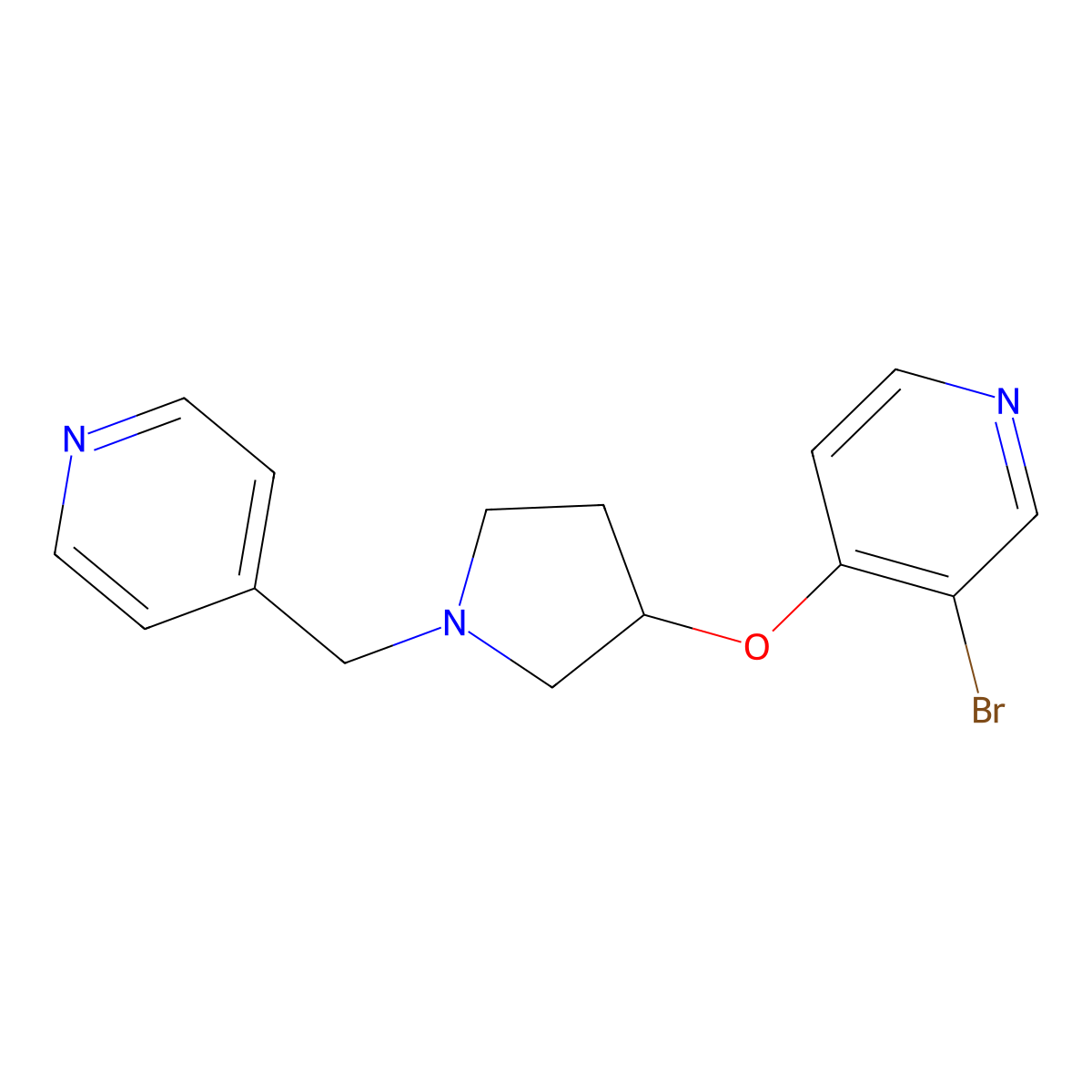 3-Bromo-4-({1-[(pyridin-4-yl)methyl]pyrrolidin-3-yl}oxy)pyridine molecular structure, CAS 2415599-59-4