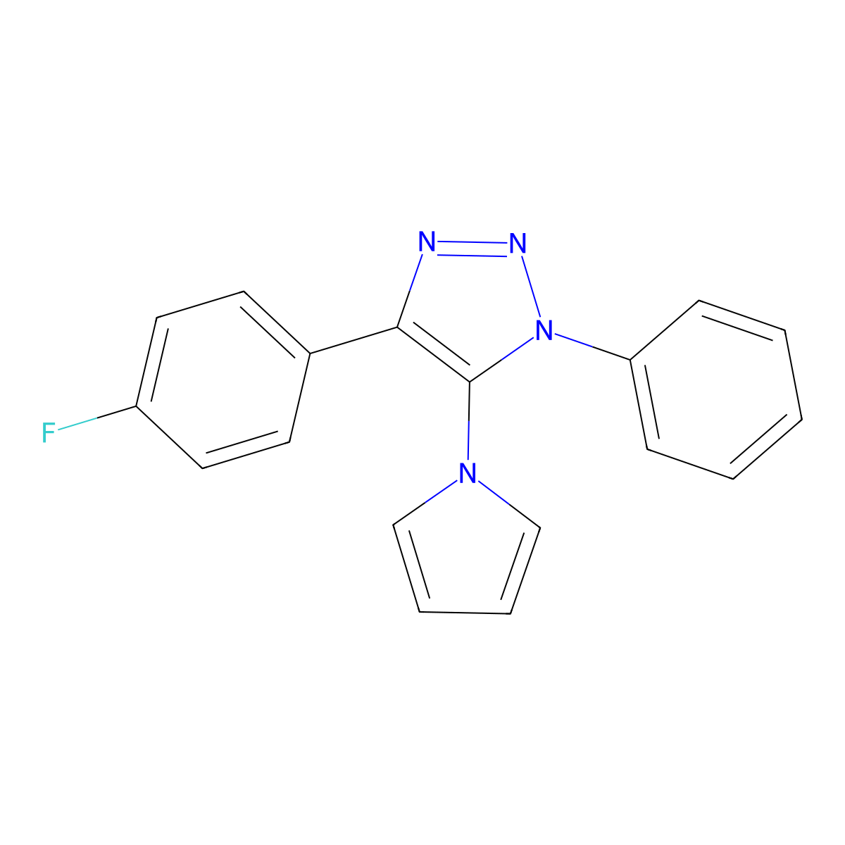 4-(4-fluorophenyl)-1-phenyl-5-(1H-pyrrol-1-yl)-1H-1,2,3-triazole molecular structure, CAS 2415599-63-0