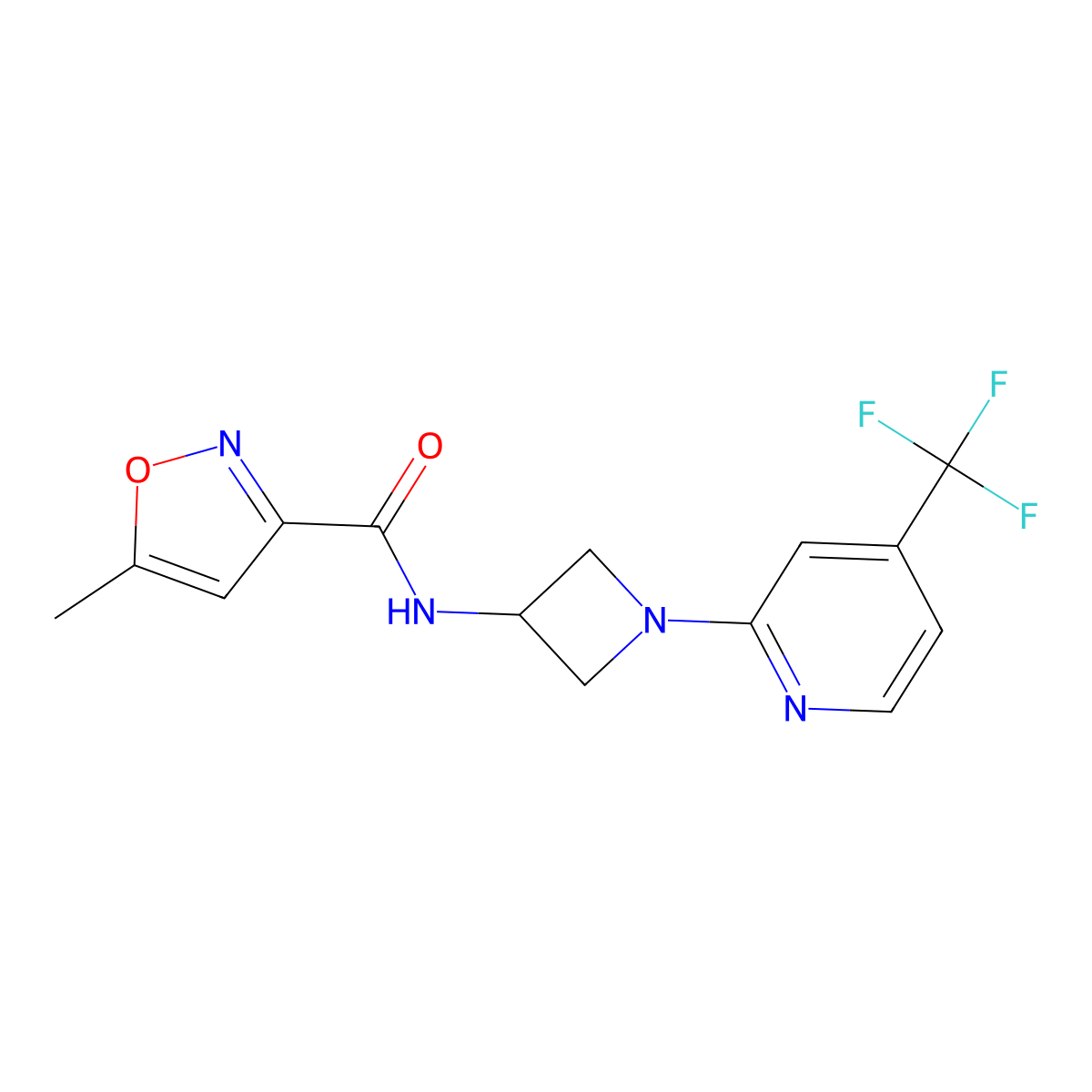 5-methyl-N-{1-[4-(trifluoromethyl)pyridin-2-yl]azetidin-3-yl}-1,2-oxazole-3-carboxamide molecular structure, CAS 2415599-65-2