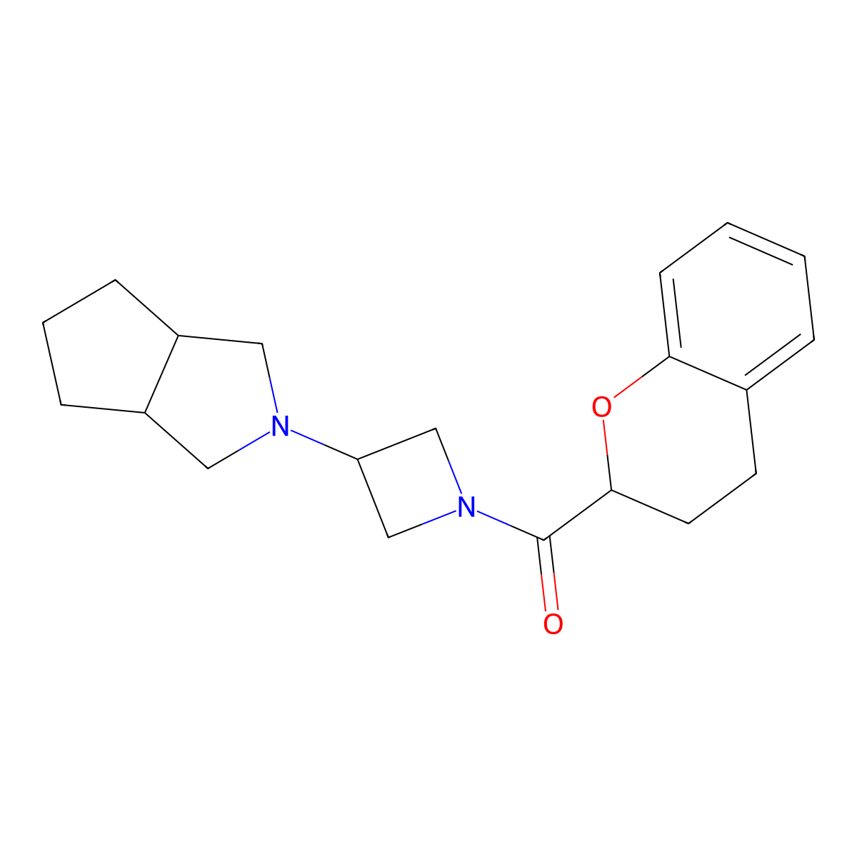 1-(3,4-dihydro-2H-1-benzopyran-2-carbonyl)-3-{octahydrocyclopenta[c]pyrrol-2-yl}azetidine molecular structure, CAS 2415599-70-9