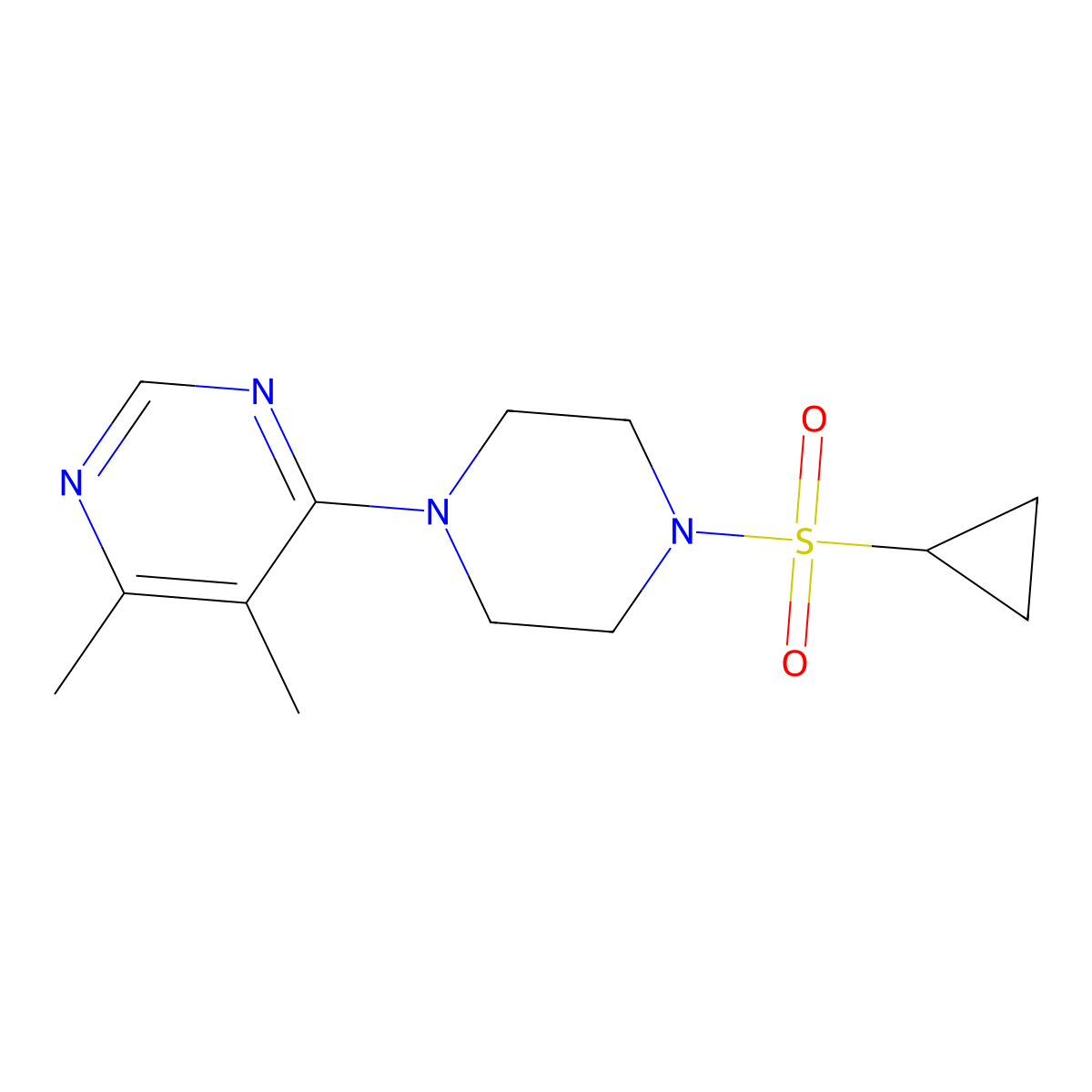 4-[4-(Cyclopropanesulfonyl)piperazin-1-yl]-5,6-dimethylpyrimidine molecular structure, CAS 2415599-75-4