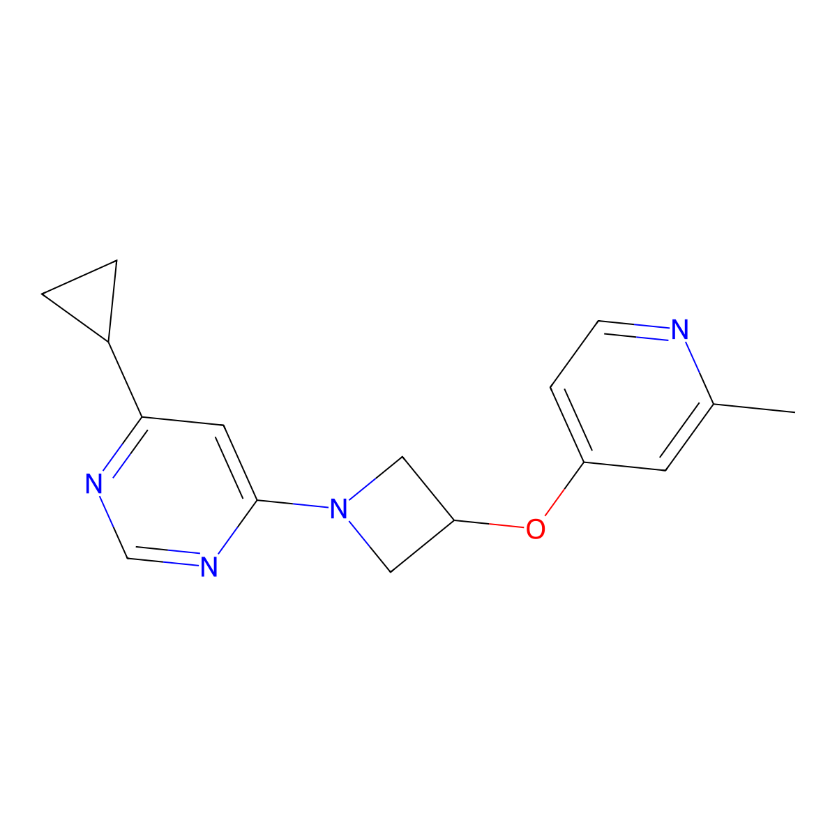4-Cyclopropyl-6-{3-[(2-methylpyridin-4-yl)oxy]azetidin-1-yl}pyrimidine molecular structure, CAS 2415599-77-6