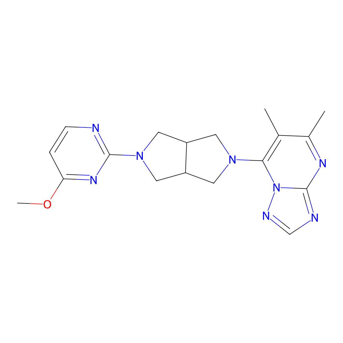 2-(5-{5,6-Dimethyl-[1,2,4]triazolo[1,5-a]pyrimidin-7-yl}-octahydropyrrolo[3,4-c]pyrrol-2-yl)-4-methoxypyrimidine molecular structure, CAS 2415599-87-8