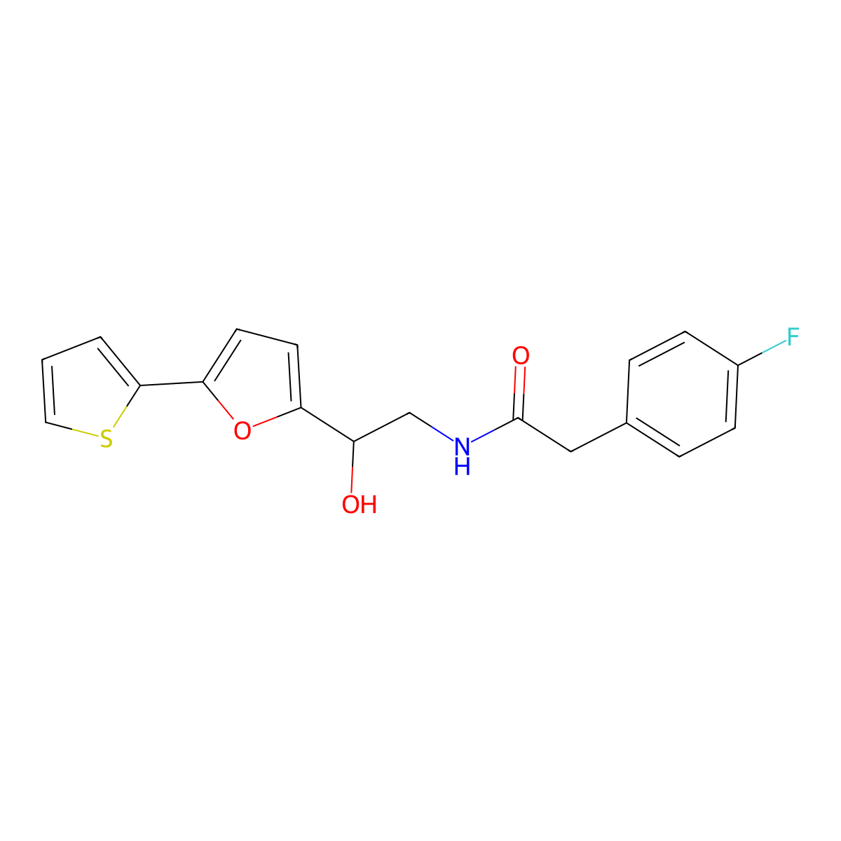 2-(4-fluorophenyl)-N-{2-hydroxy-2-[5-(thiophen-2-yl)furan-2-yl]ethyl}acetamide molecular structure, CAS 2415600-00-7