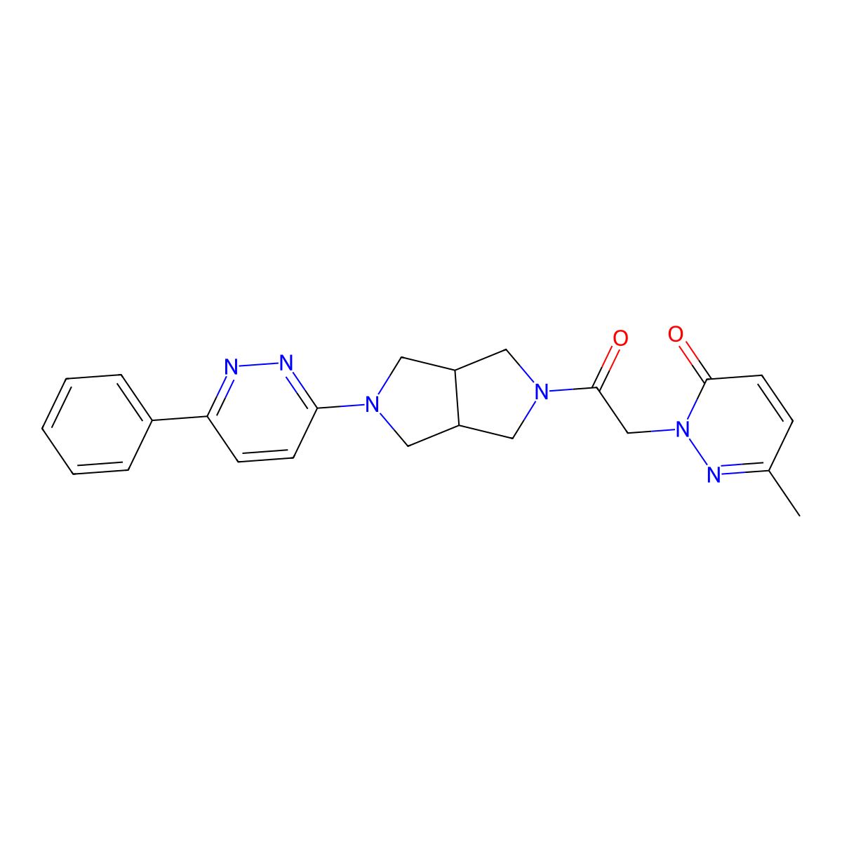6-Methyl-2-{2-oxo-2-[5-(6-phenylpyridazin-3-yl)-octahydropyrrolo[3,4-c]pyrrol-2-yl]ethyl}-2,3-dihydropyridazin-3-one molecular structure, CAS 2415600-21-2