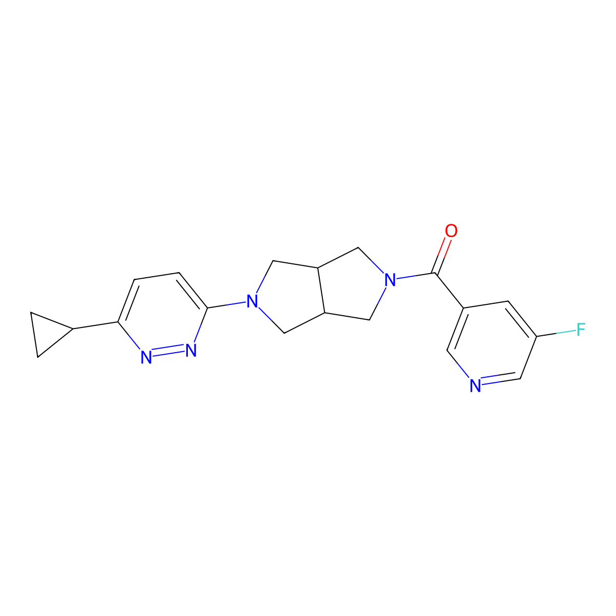 3-Cyclopropyl-6-[5-(5-fluoropyridine-3-carbonyl)-octahydropyrrolo[3,4-c]pyrrol-2-yl]pyridazine molecular structure, CAS 2415600-31-4