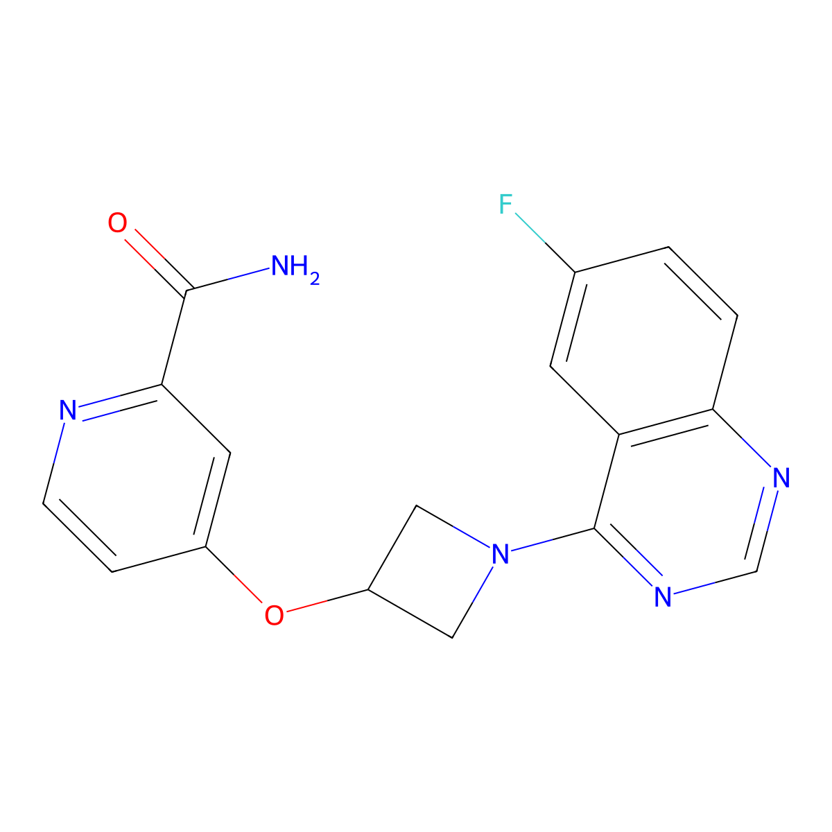 4-{[1-(6-Fluoroquinazolin-4-yl)azetidin-3-yl]oxy}pyridine-2-carboxamide molecular structure, CAS 2415600-36-9