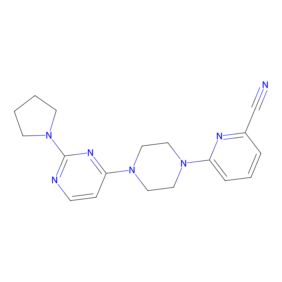 6-{4-[2-(Pyrrolidin-1-yl)pyrimidin-4-yl]piperazin-1-yl}pyridine-2-carbonitrile molecular structure, CAS 2415600-41-6