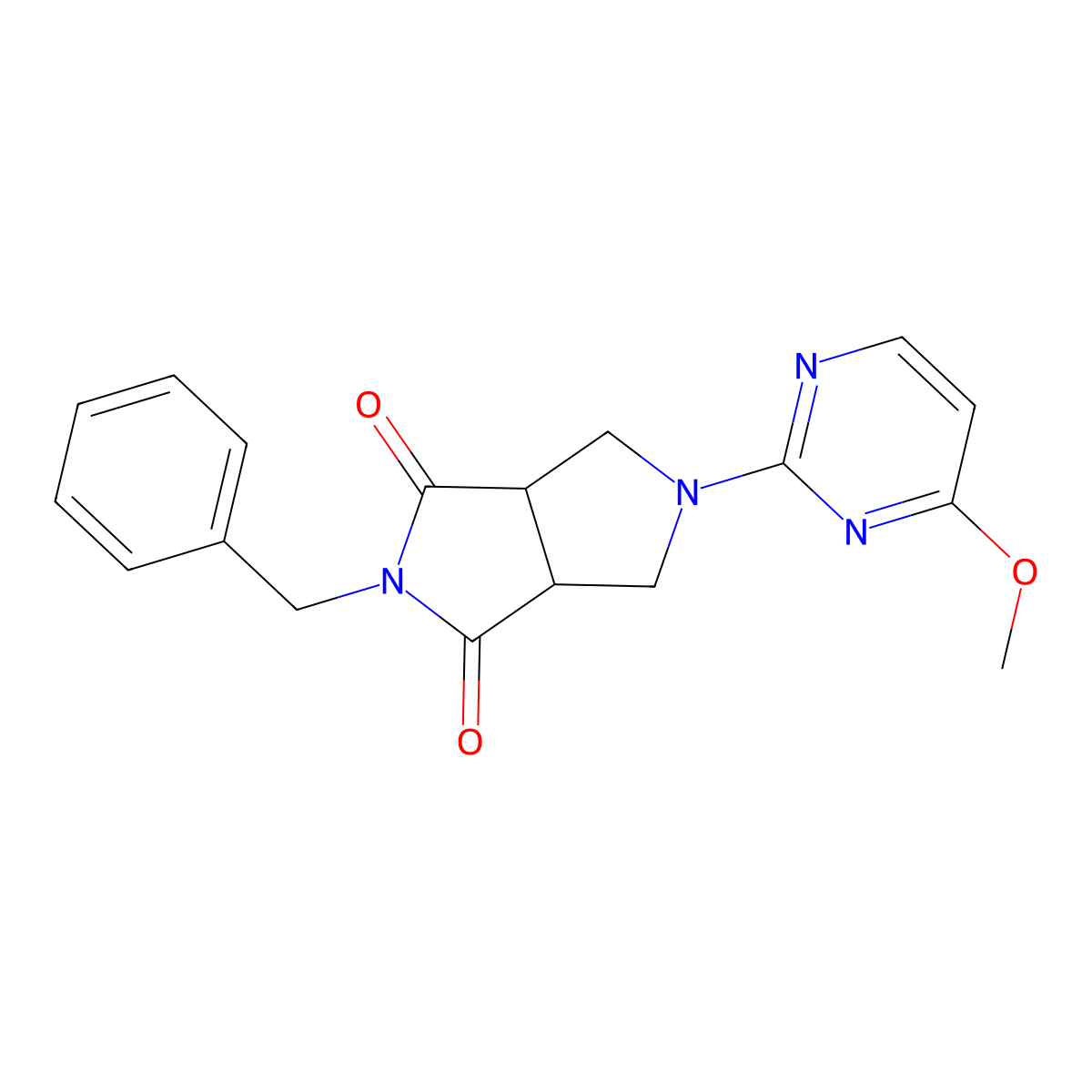 2-Benzyl-5-(4-methoxypyrimidin-2-yl)-octahydropyrrolo[3,4-c]pyrrole-1,3-dione molecular structure, CAS 2415600-43-8
