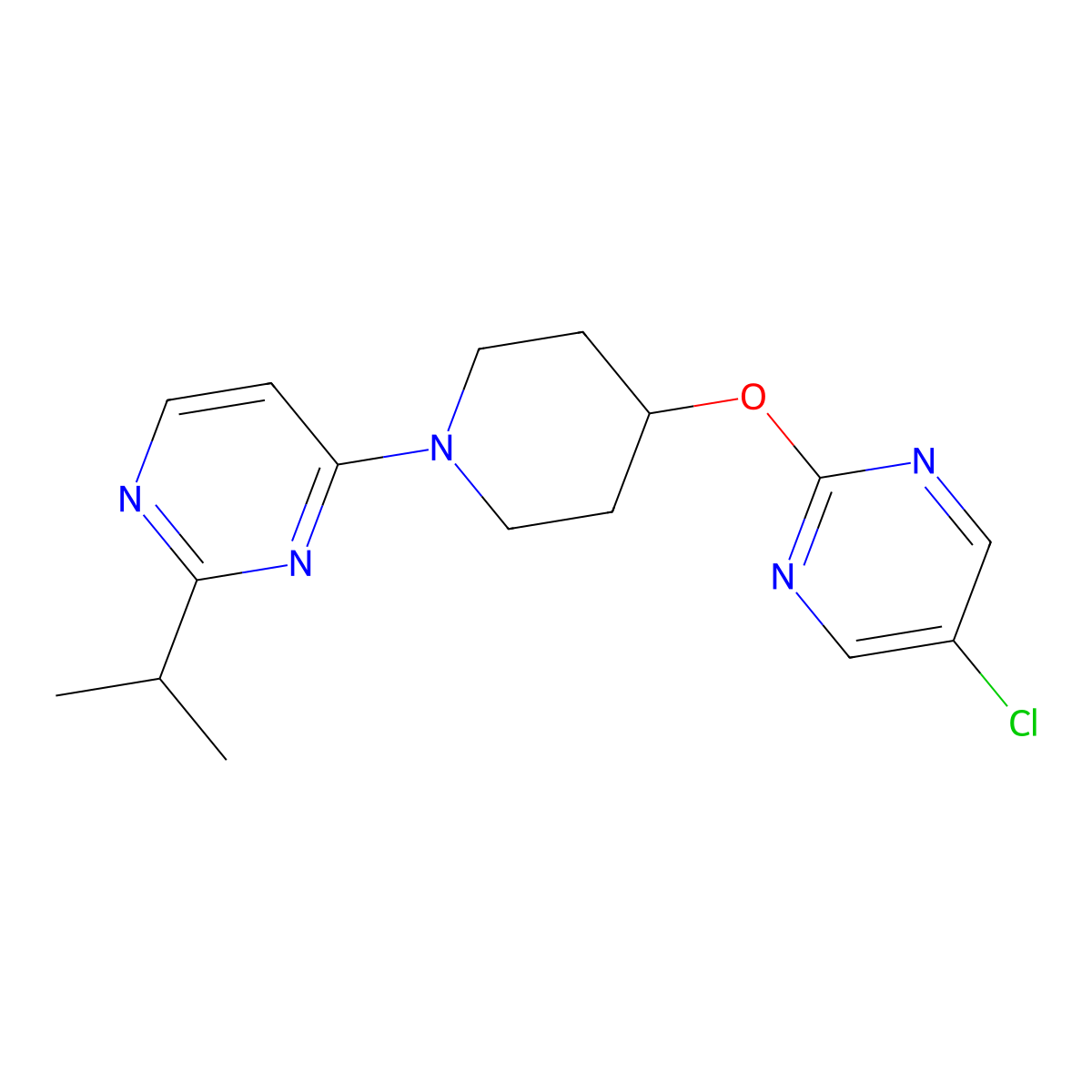 4-{4-[(5-Chloropyrimidin-2-yl)oxy]piperidin-1-yl}-2-(propan-2-yl)pyrimidine molecular structure, CAS 2415600-46-1