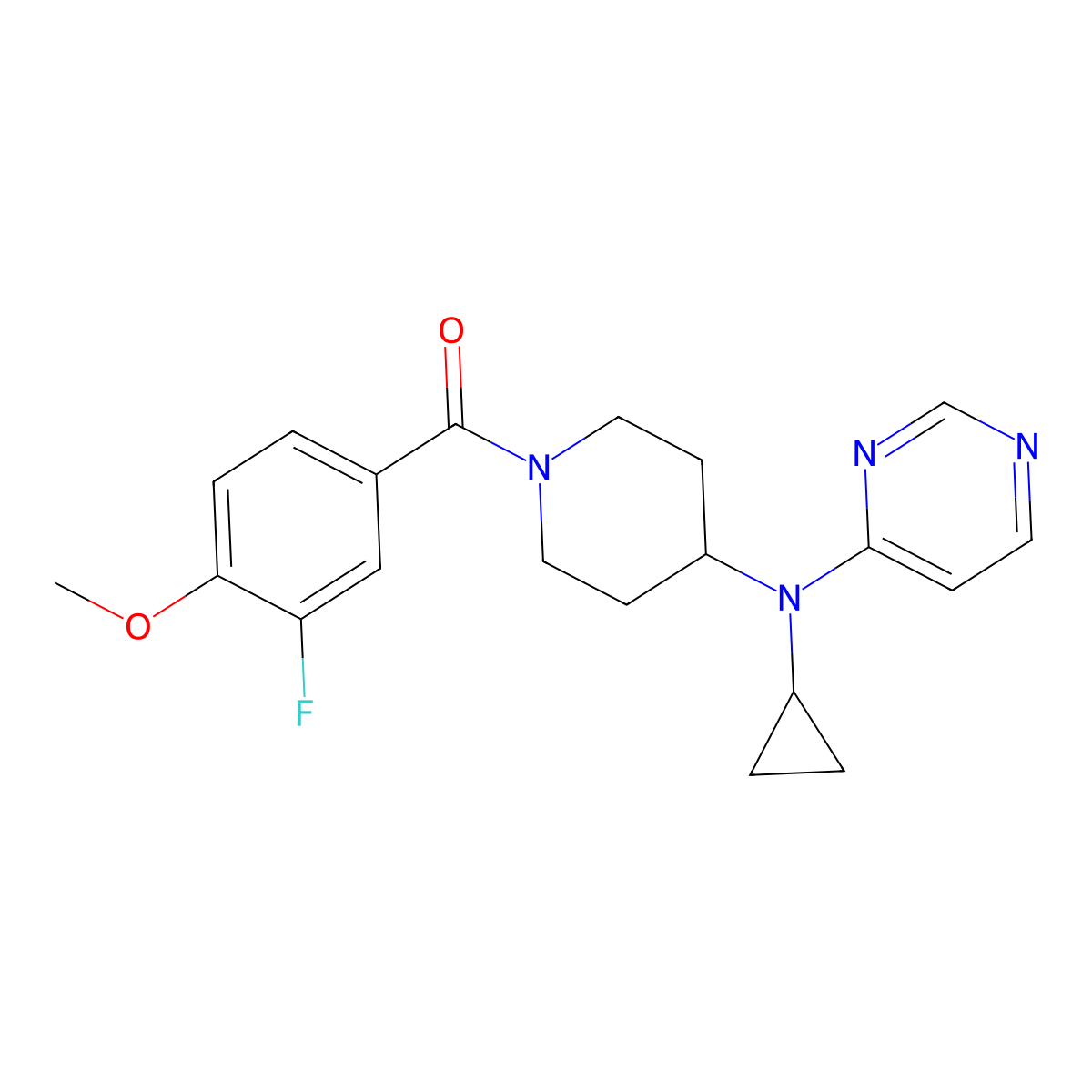 N-cyclopropyl-N-[1-(3-fluoro-4-methoxybenzoyl)piperidin-4-yl]pyrimidin-4-amine molecular structure, CAS 2415600-54-1