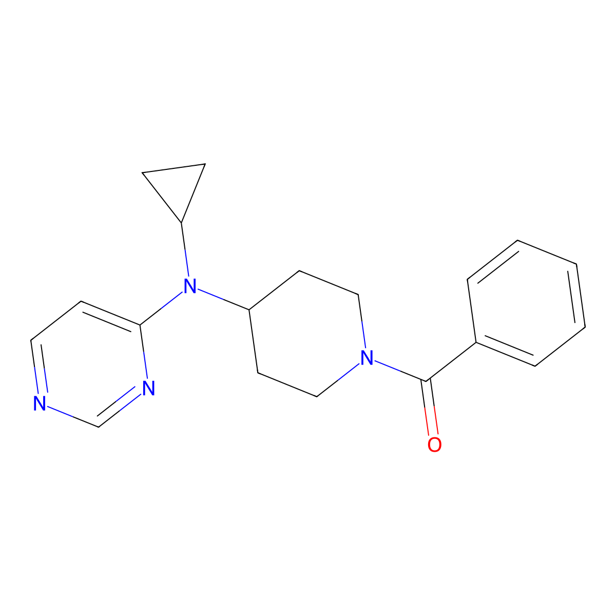 N-(1-benzoylpiperidin-4-yl)-N-cyclopropylpyrimidin-4-amine molecular structure, CAS 2415600-57-4