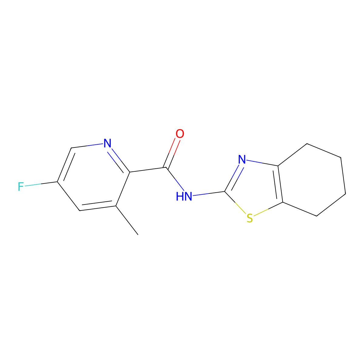 5-fluoro-3-methyl-N-(4,5,6,7-tetrahydro-1,3-benzothiazol-2-yl)pyridine-2-carboxamide molecular structure, CAS 2415600-60-9