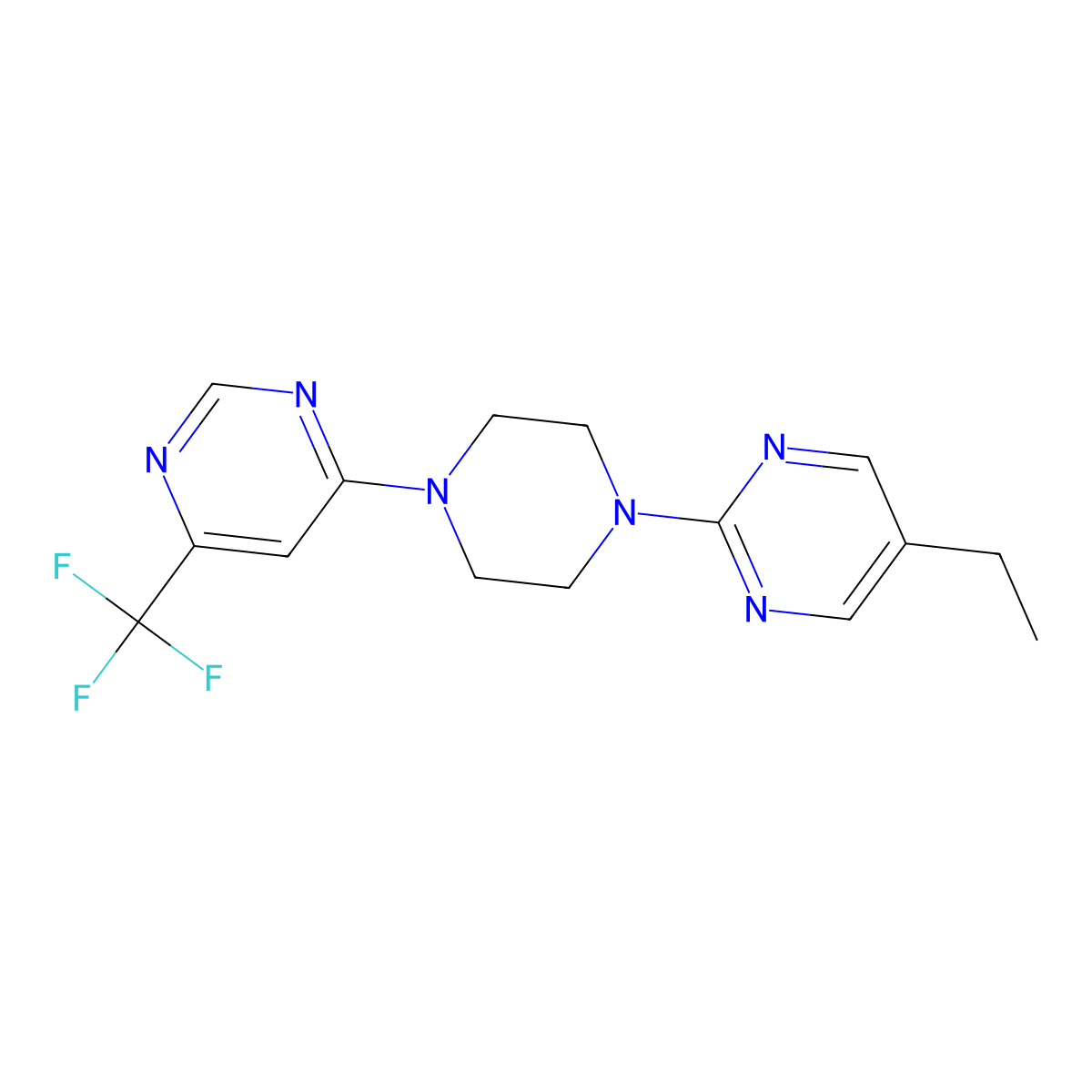 4-[4-(5-Ethylpyrimidin-2-yl)piperazin-1-yl]-6-(trifluoromethyl)pyrimidine molecular structure, CAS 2415600-61-0