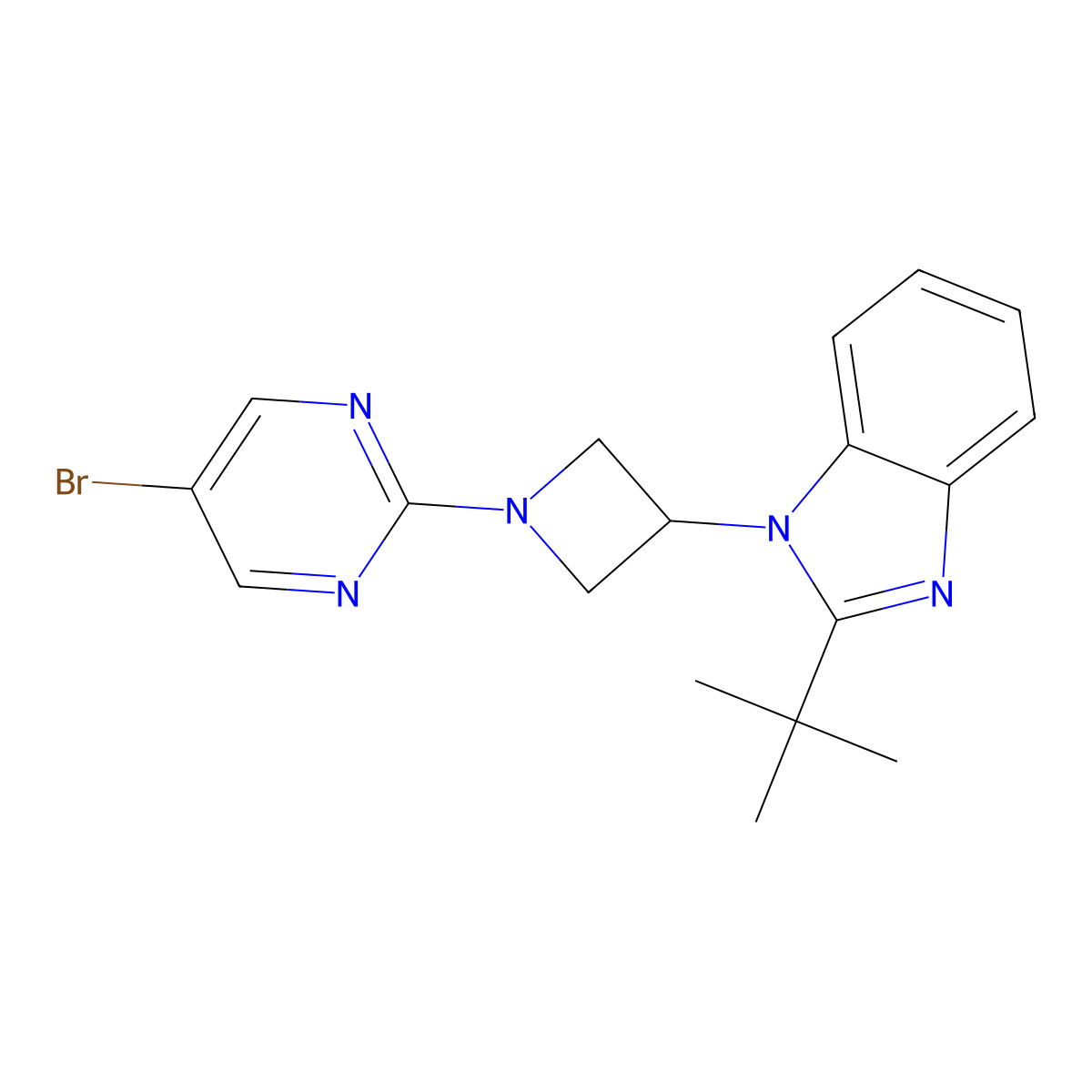1-[1-(5-bromopyrimidin-2-yl)azetidin-3-yl]-2-tert-butyl-1H-1,3-benzodiazole molecular structure, CAS 2415600-63-2