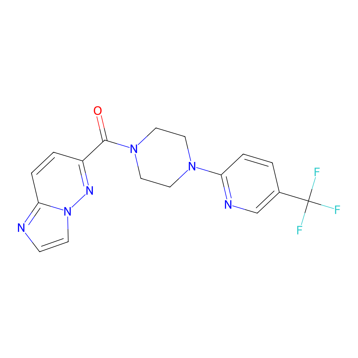 1-{Imidazo[1,2-b]pyridazine-6-carbonyl}-4-[5-(trifluoromethyl)pyridin-2-yl]piperazine molecular structure, CAS 2415600-71-2