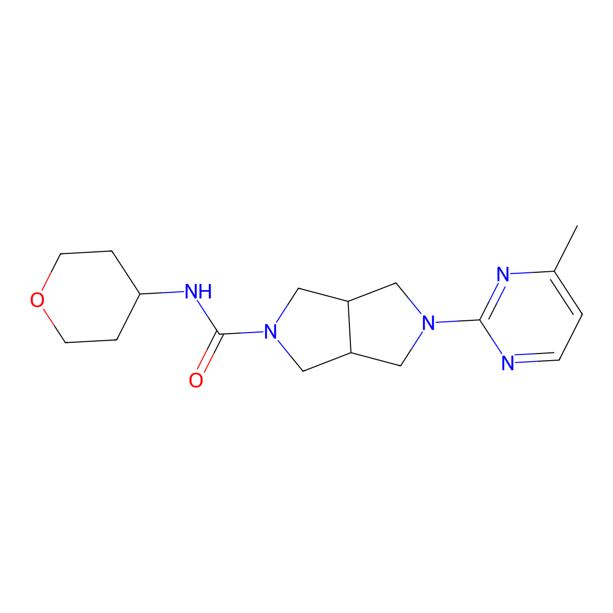 5-(4-methylpyrimidin-2-yl)-N-(oxan-4-yl)-octahydropyrrolo[3,4-c]pyrrole-2-carboxamide molecular structure, CAS 2415600-73-4