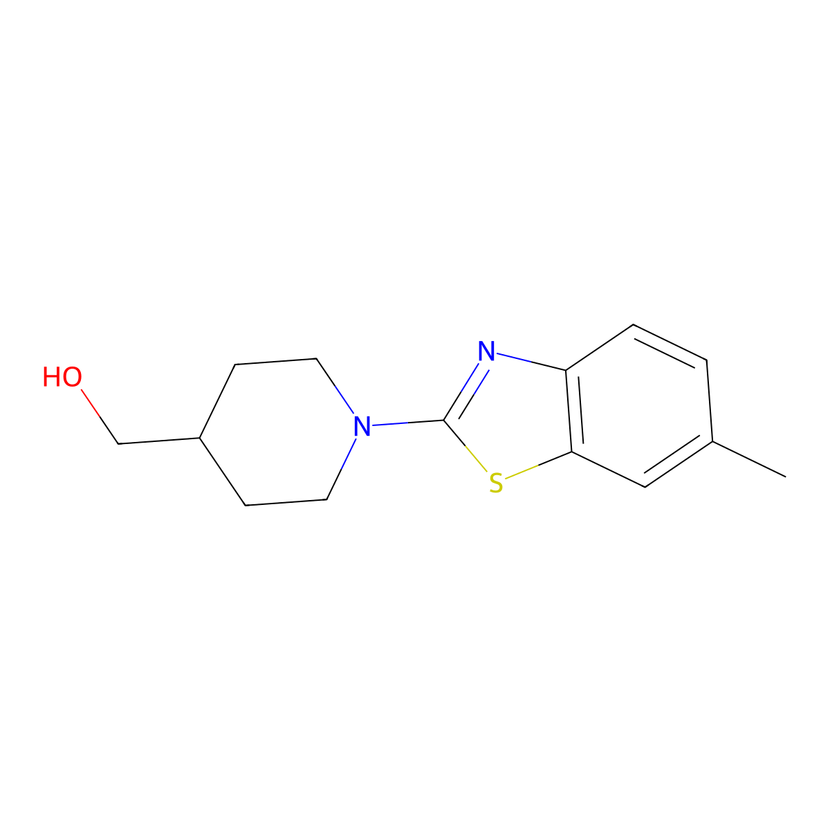 [1-(6-Methyl-1,3-benzothiazol-2-yl)piperidin-4-yl]methanol molecular structure, CAS 2415600-76-7