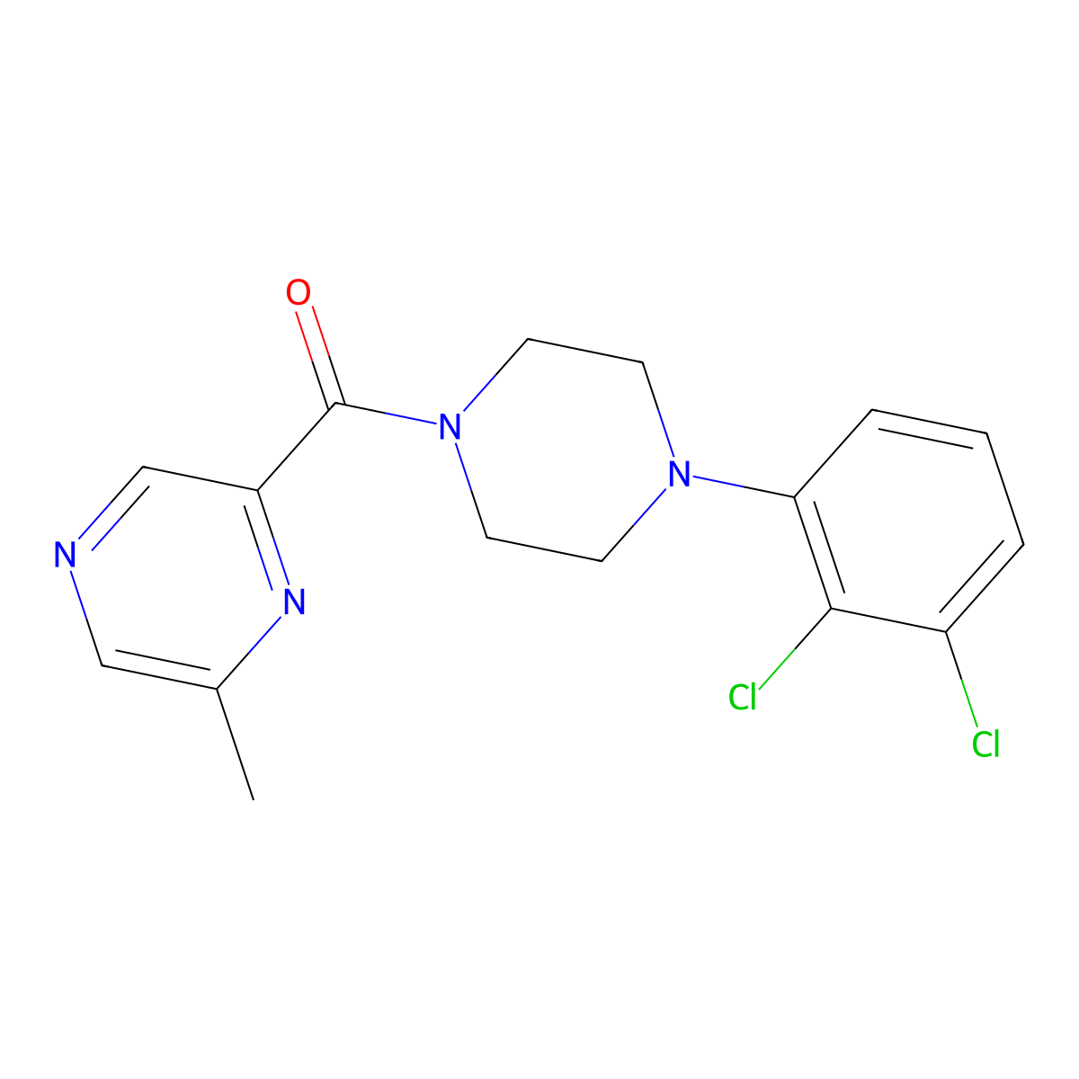 2-[4-(2,3-Dichlorophenyl)piperazine-1-carbonyl]-6-methylpyrazine molecular structure, CAS 2415600-79-0