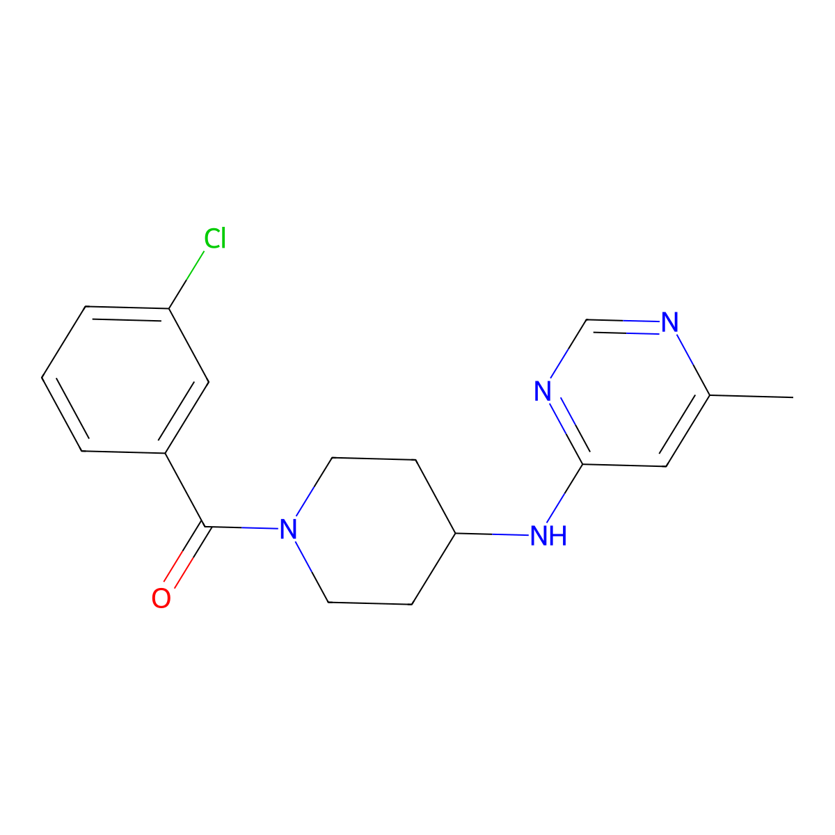 N-[1-(3-chlorobenzoyl)piperidin-4-yl]-6-methylpyrimidin-4-amine molecular structure, CAS 2415600-81-4