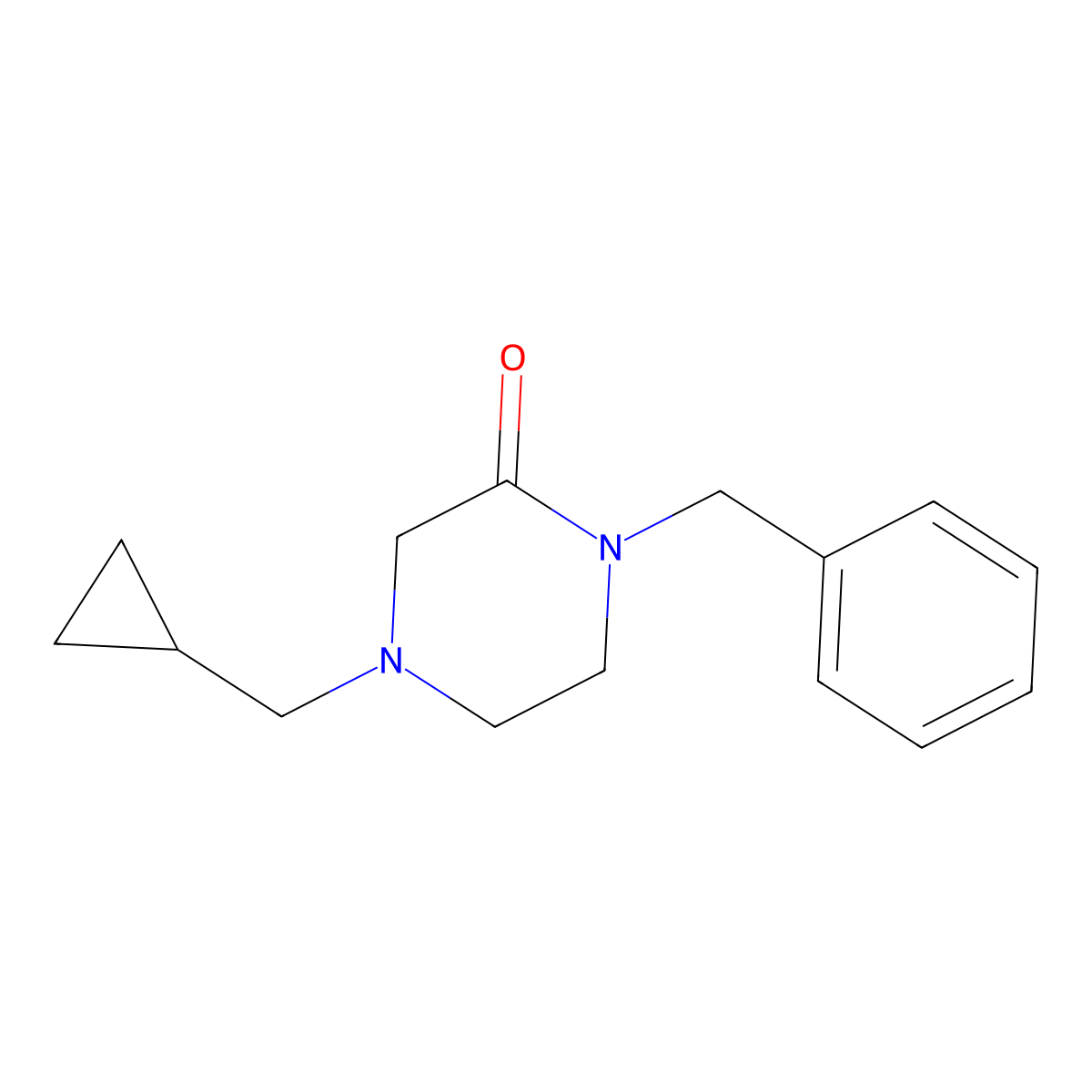 1-Benzyl-4-(cyclopropylmethyl)piperazin-2-one molecular structure, CAS 2415600-82-5