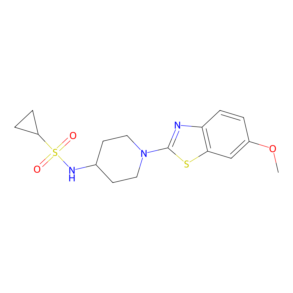 N-[1-(6-Methoxy-1,3-benzothiazol-2-yl)piperidin-4-yl]cyclopropanesulfonamide molecular structure, CAS 2415600-88-1