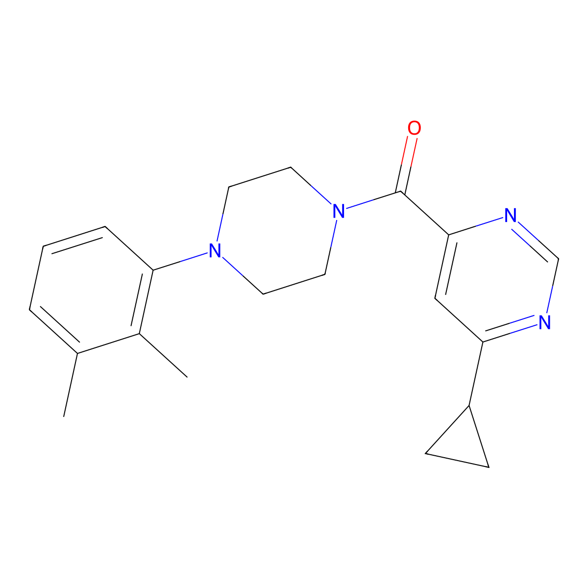 4-Cyclopropyl-6-[4-(2,3-dimethylphenyl)piperazine-1-carbonyl]pyrimidine molecular structure, CAS 2415600-89-2