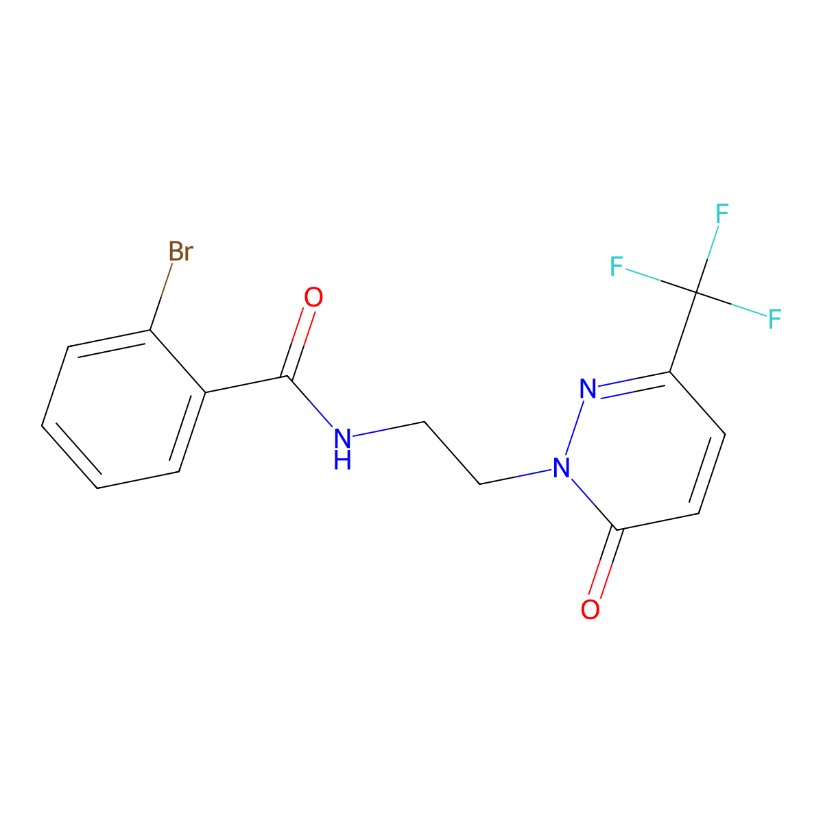 2-bromo-N-{2-[6-oxo-3-(trifluoromethyl)-1,6-dihydropyridazin-1-yl]ethyl}benzamide molecular structure, CAS 2415601-01-1