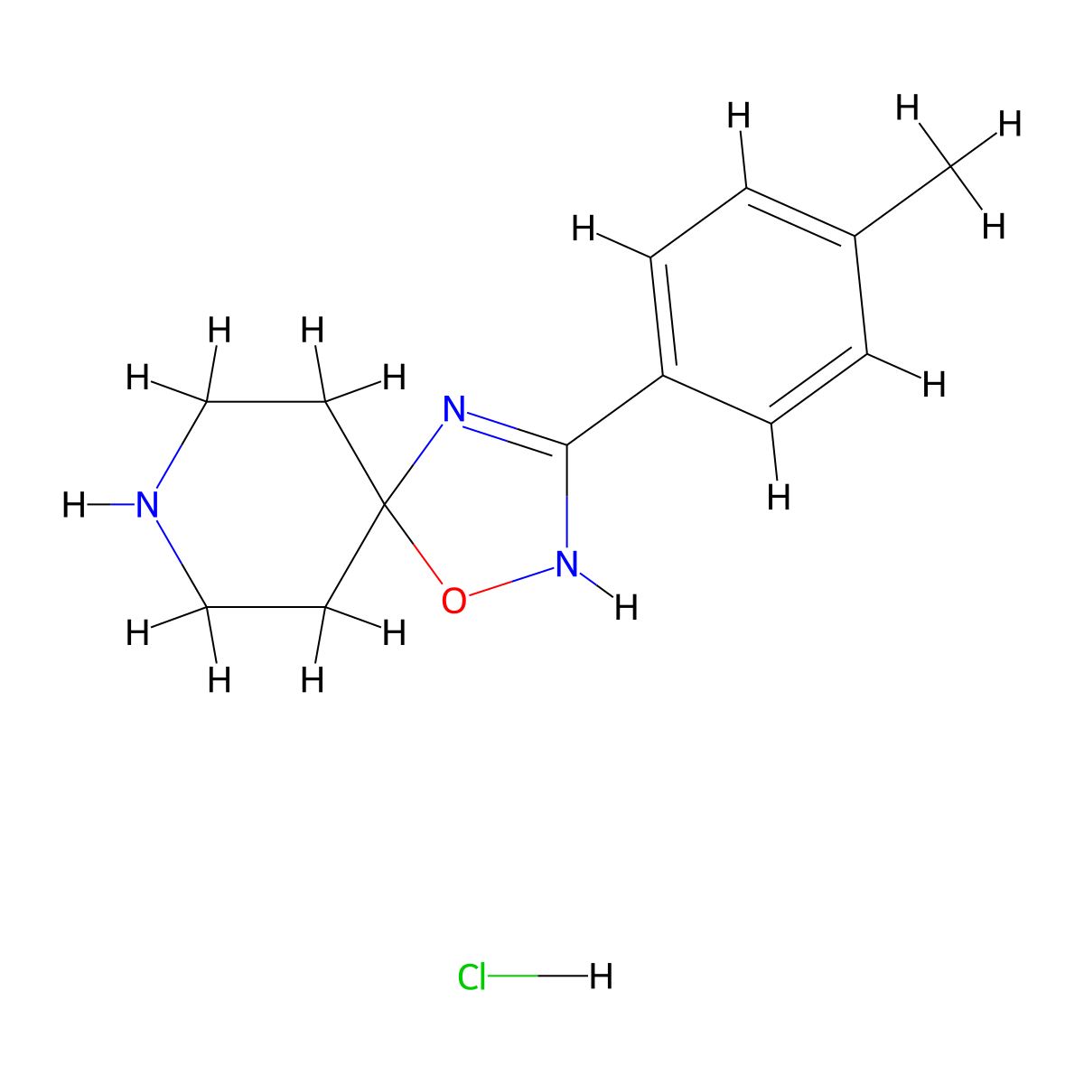 3-(4-Methylphenyl)-1-oxa-2,4,8-triazaspiro[4.5]dec-2-ene hydrochloride molecular structure, CAS 2415601-06-6